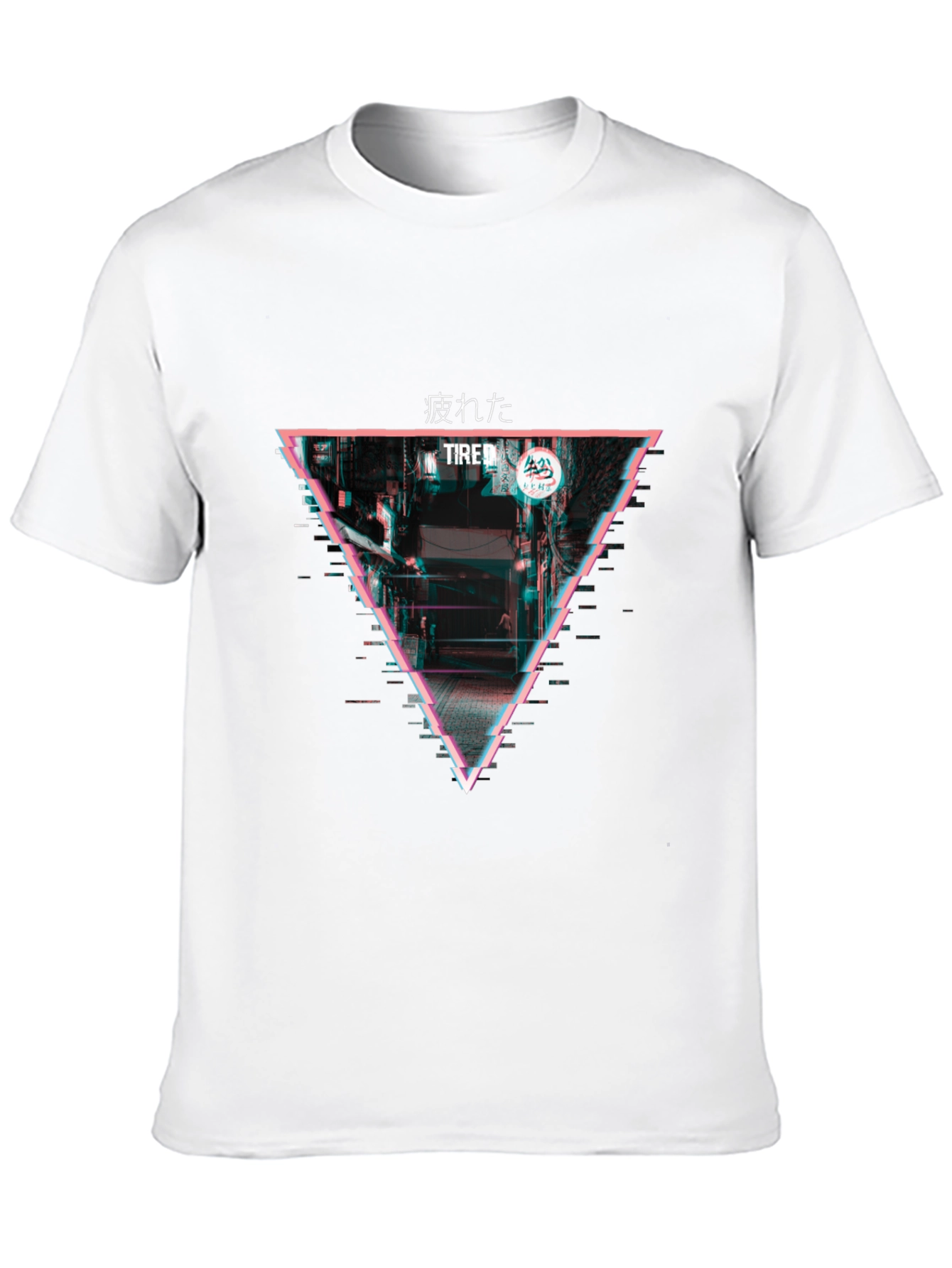 Black Tired Japanese Glitch Triangle T-Shirt view 10