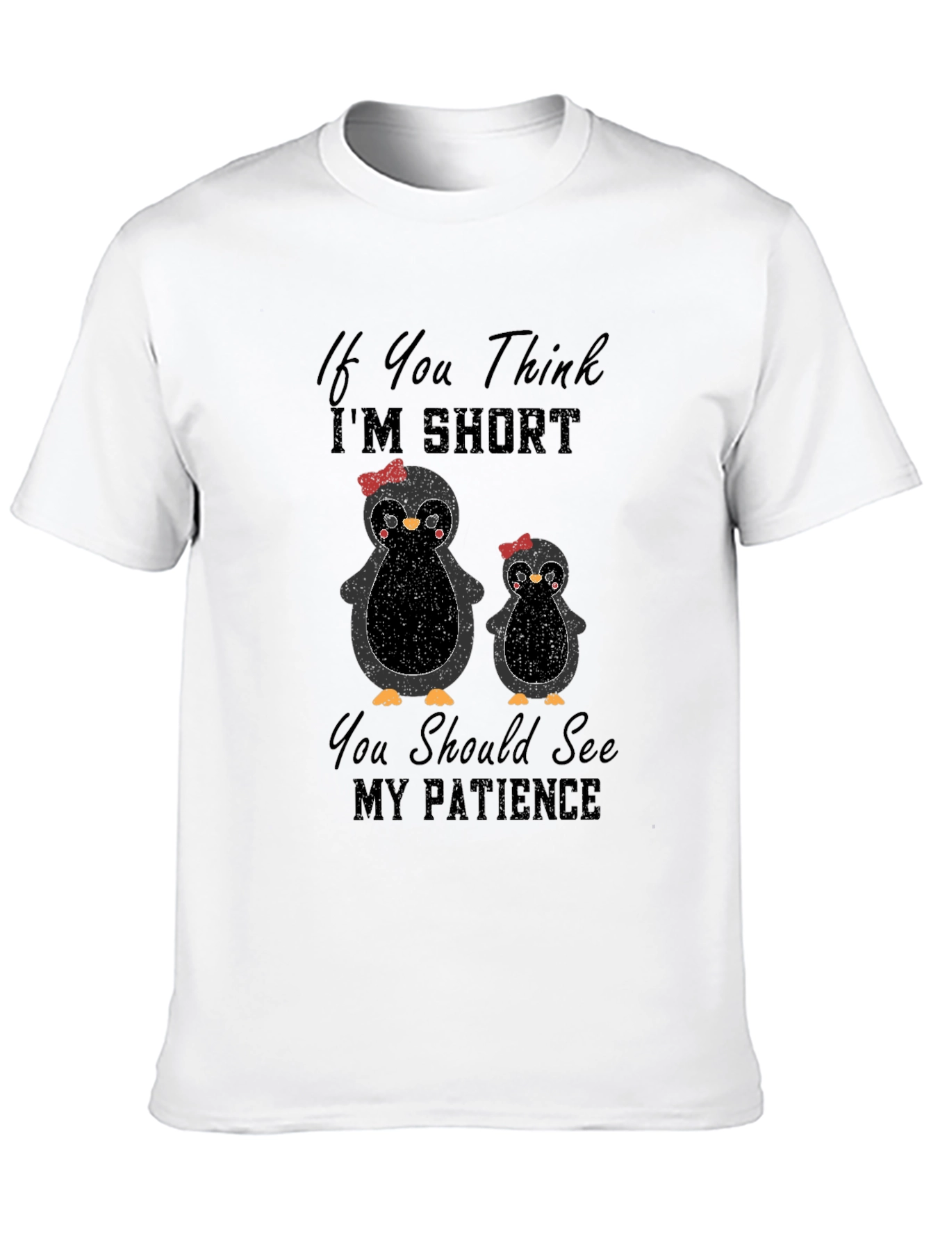 Black Funny Penguin T-Shirt - If You Think I'm Short view 10