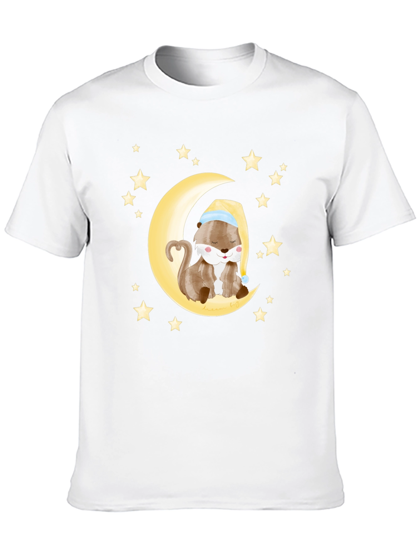 Black Otter Sleeping on Moon Graphic Tee - Black Cotton view 10