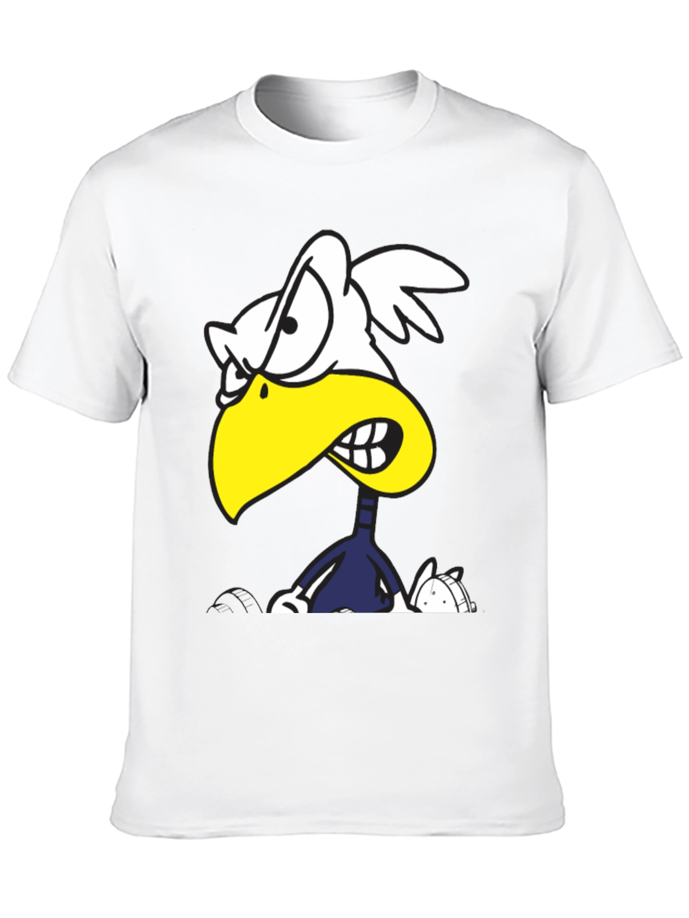 Black Angry Cartoon Bird Graphic Tee - Black Cotton T-Shirt view 10