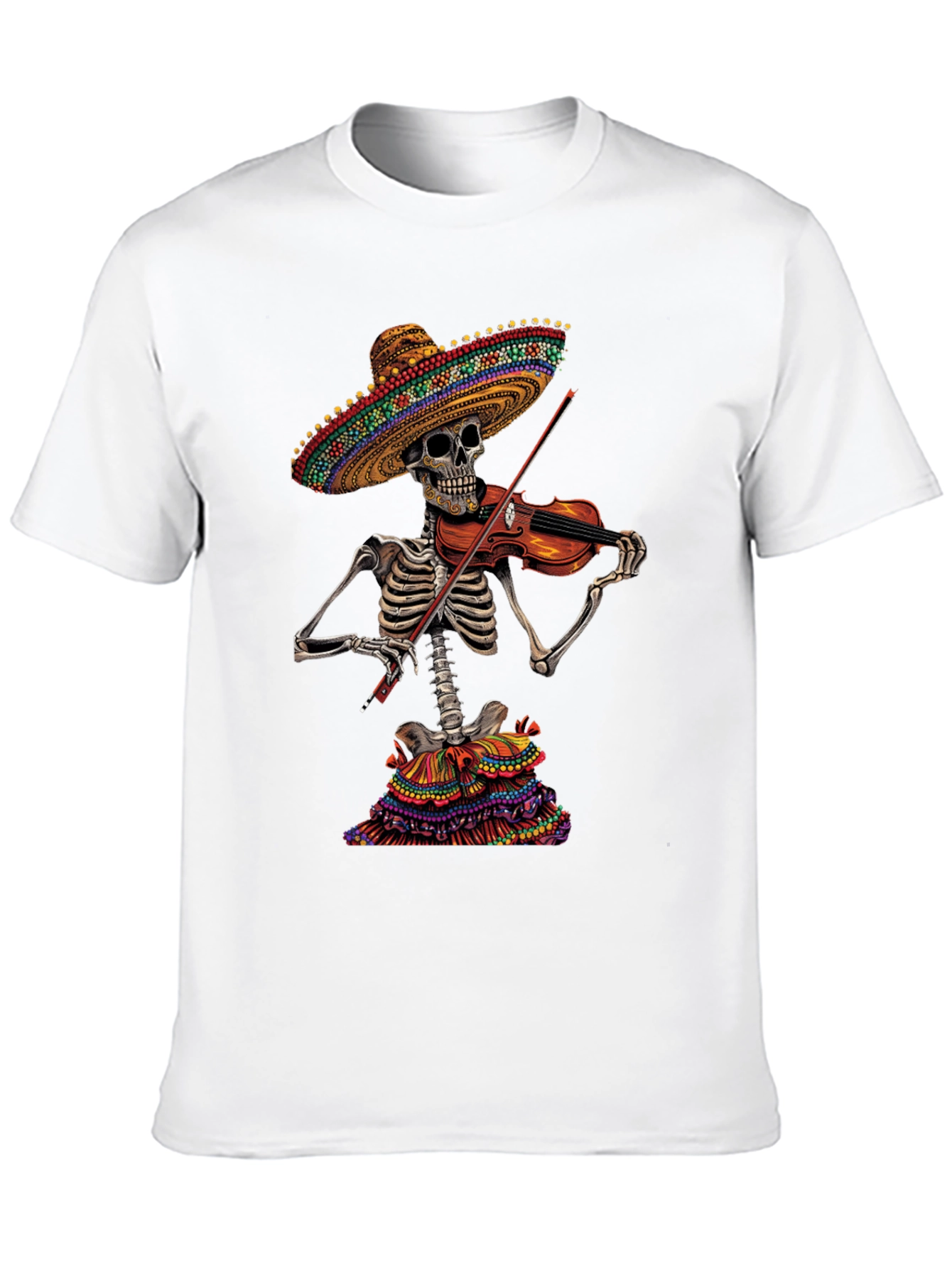 Black Skeleton Mariachi T-Shirt - Day of the Dead Style view 10
