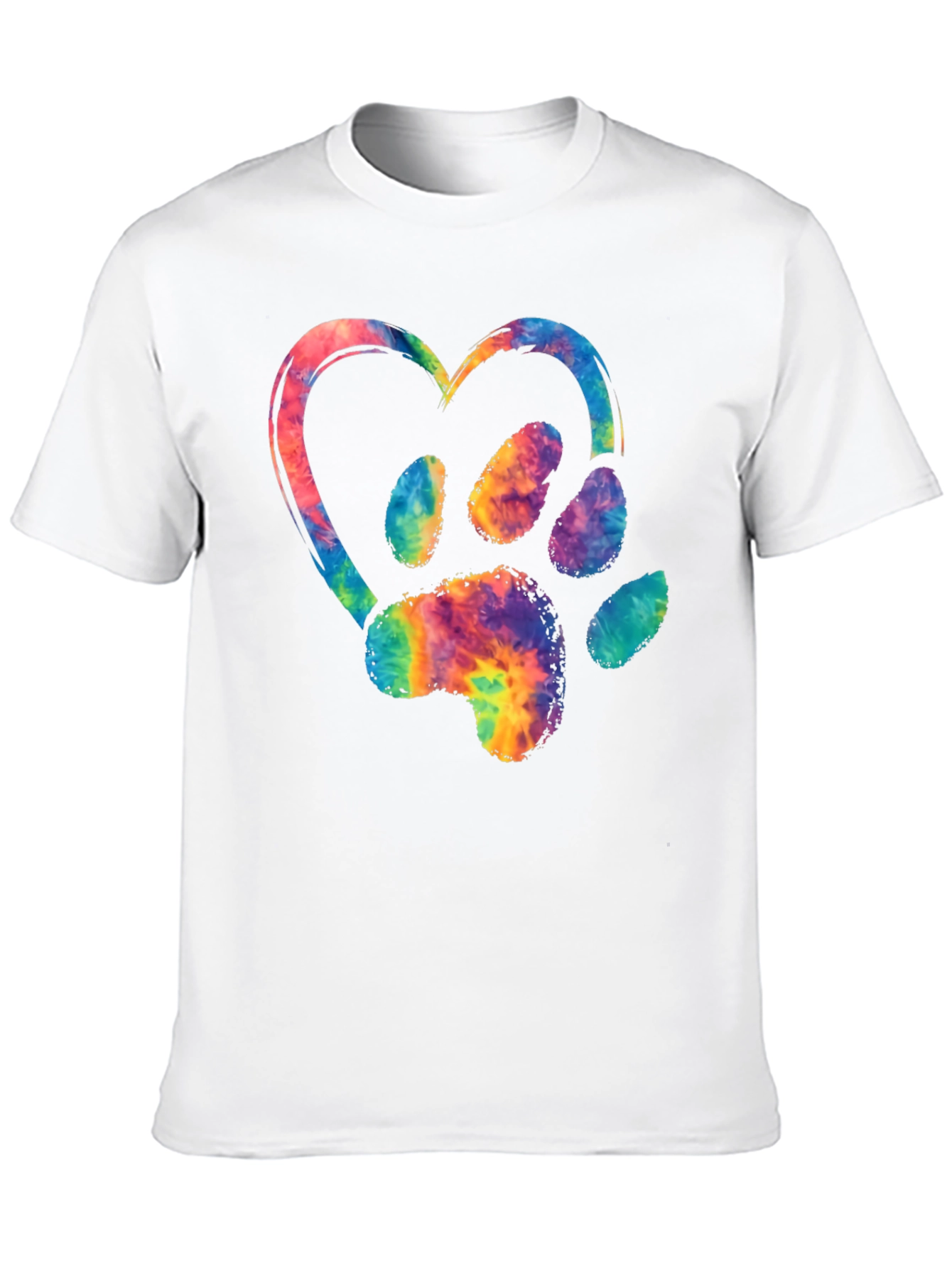 Black Tie-Dye Paw Print Heart Graphic Tee view 10