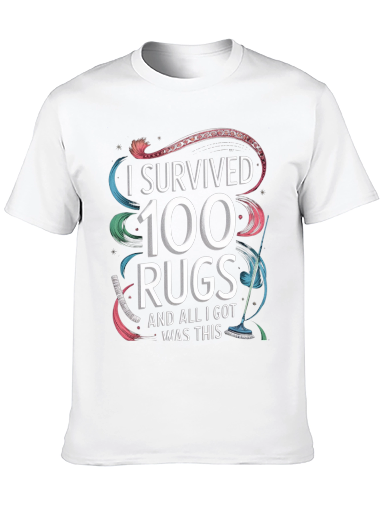 Black I Survived 100 Rugs T-Shirt Funny Cleaning Tee view 10