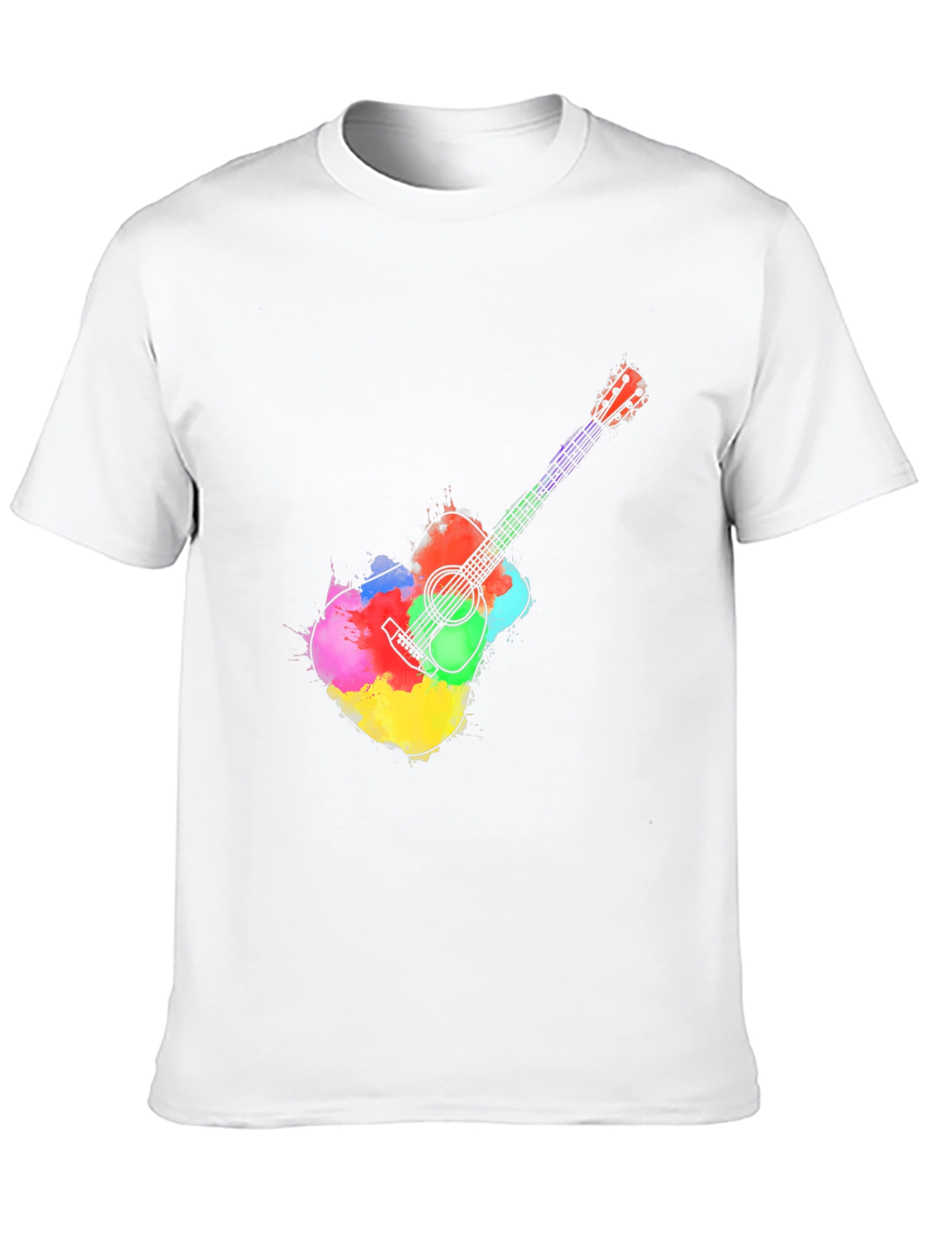Black Watercolor Guitar Graphic Tee - Black T-Shirt view 10