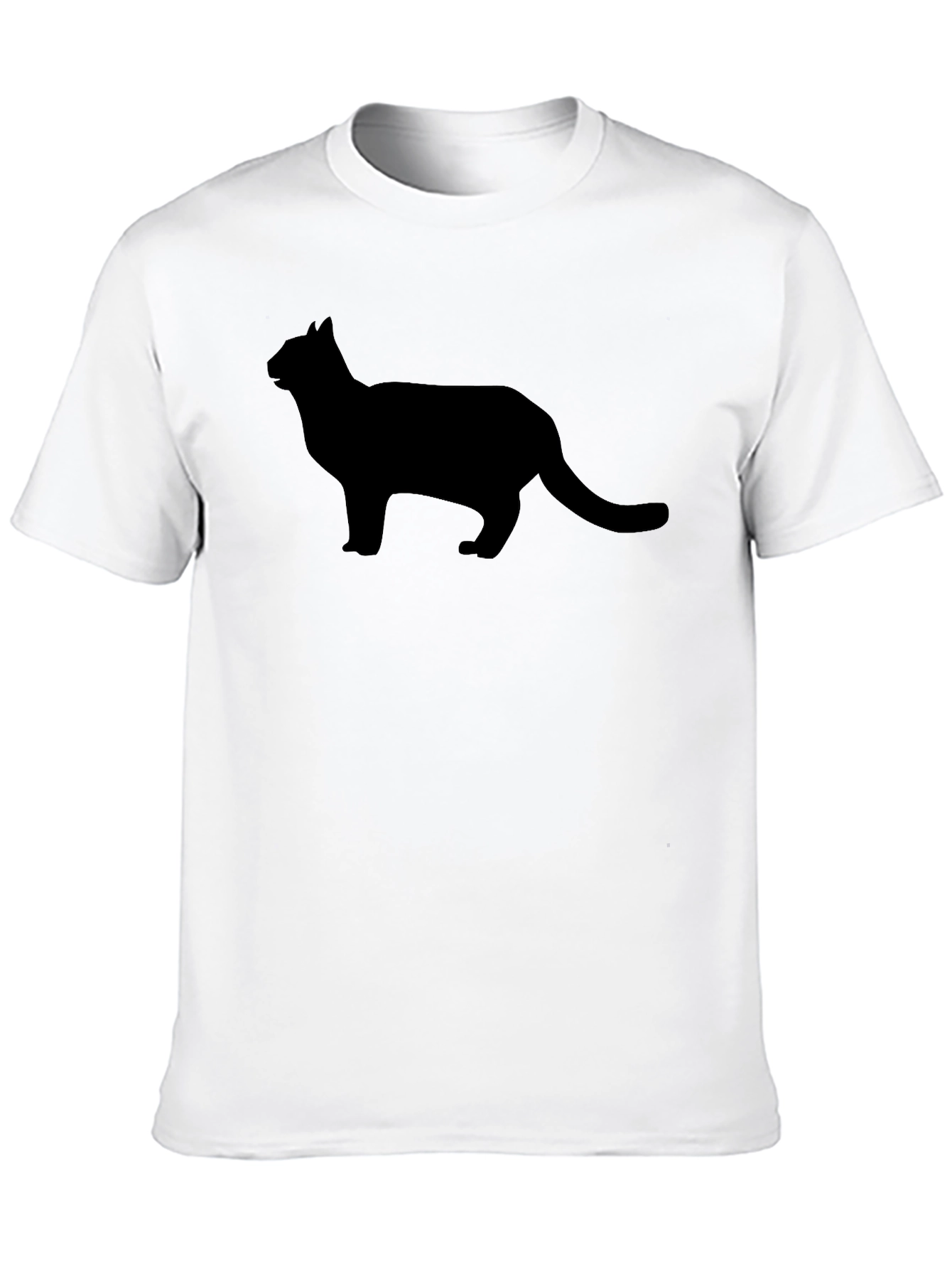 Black Black Cat Silhouette Graphic Tee - Men's Casual T-Shirt view 10