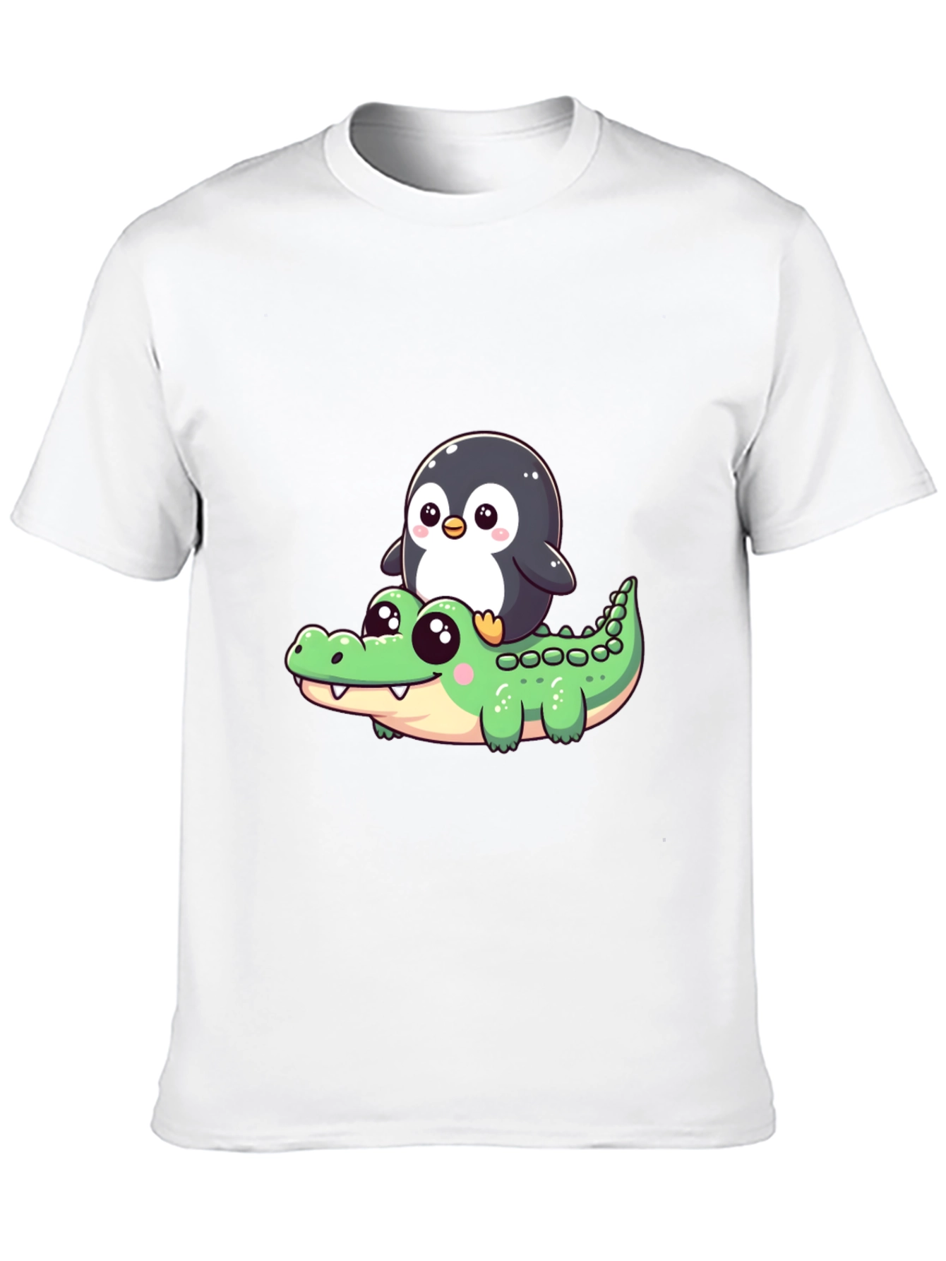 Black Cute Penguin Riding Alligator Graphic Tee - Black view 10