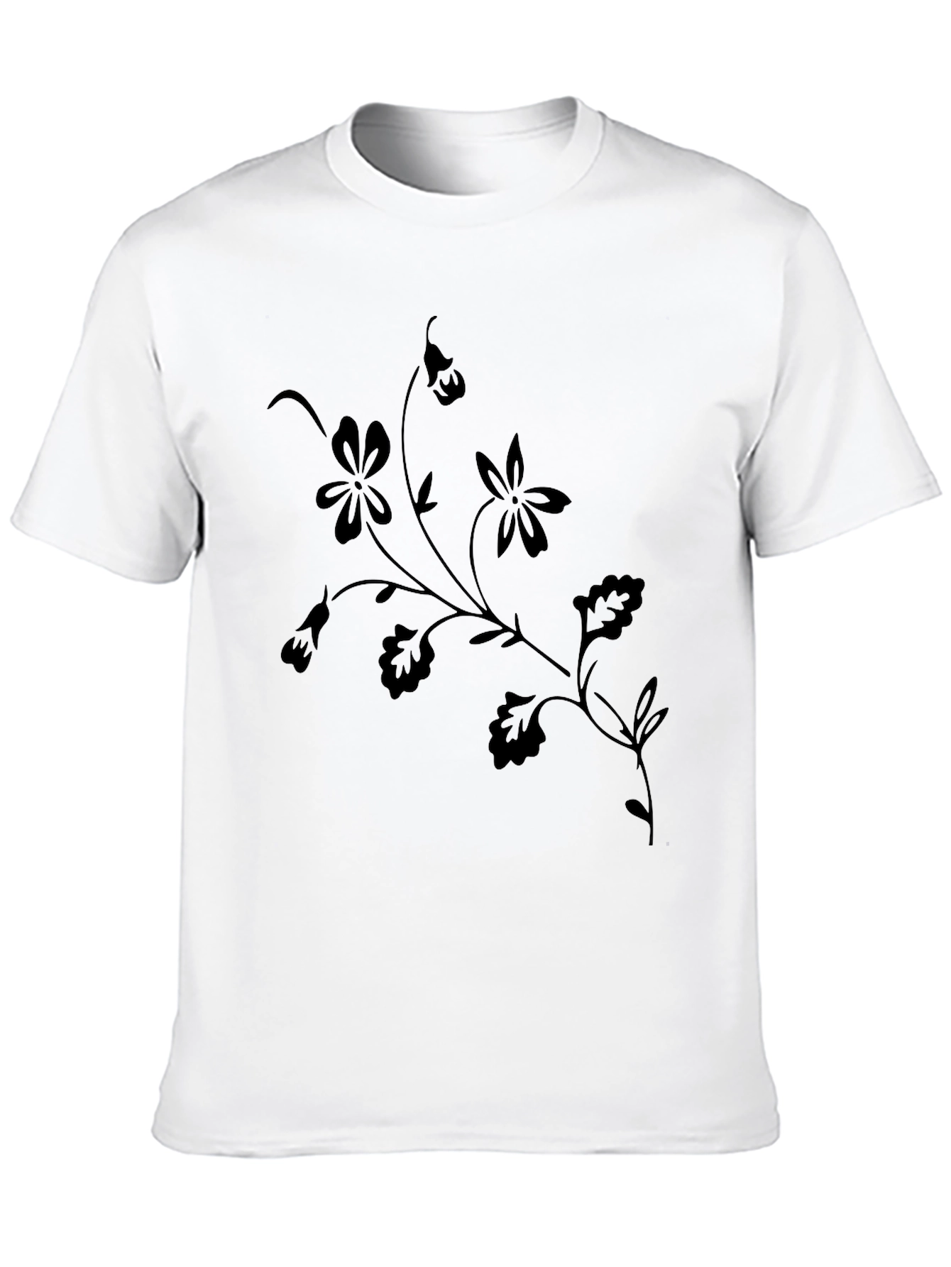 Black Floral Print Crew Neck T-Shirt view 10