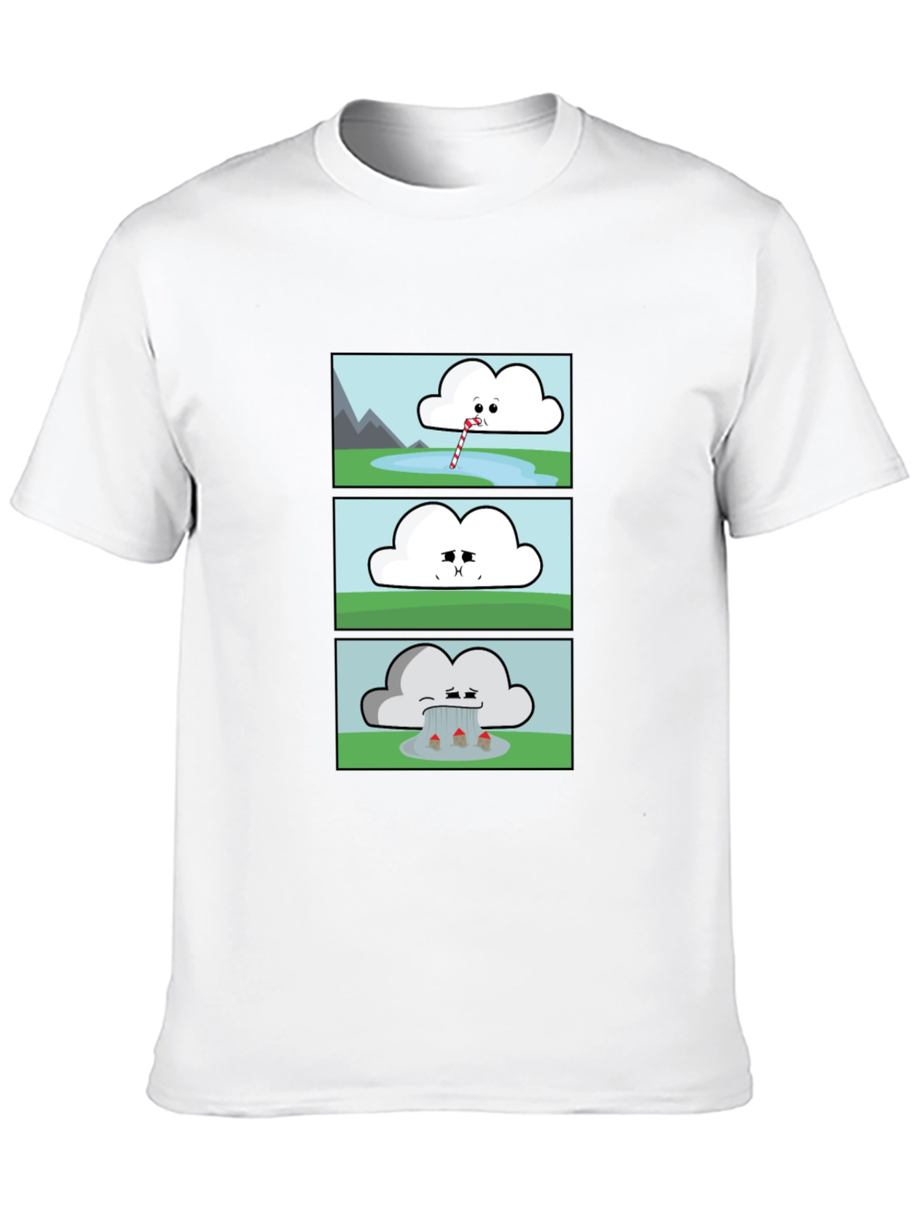 Black Funny Cloud Comic Black T-Shirt view 10
