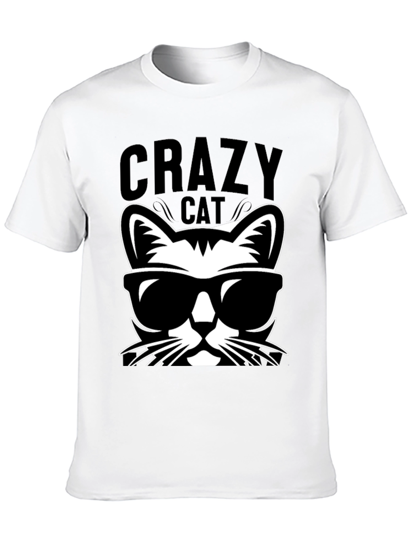 Black Crazy Cat Graphic Tee - Cool Cat T-Shirt view 10