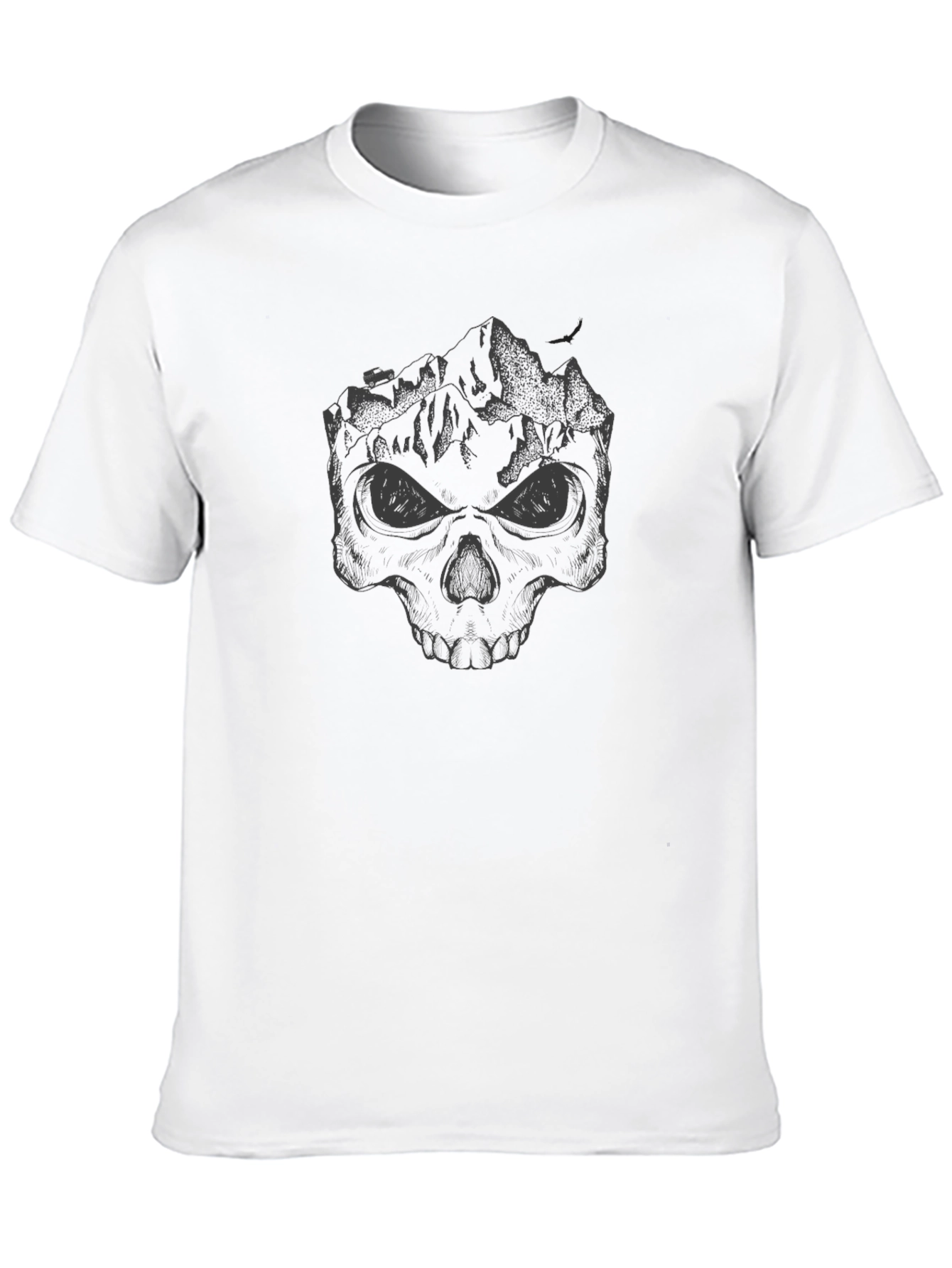 Black Skull Mountain Graphic Tee - Men's Black T-Shirt view 10