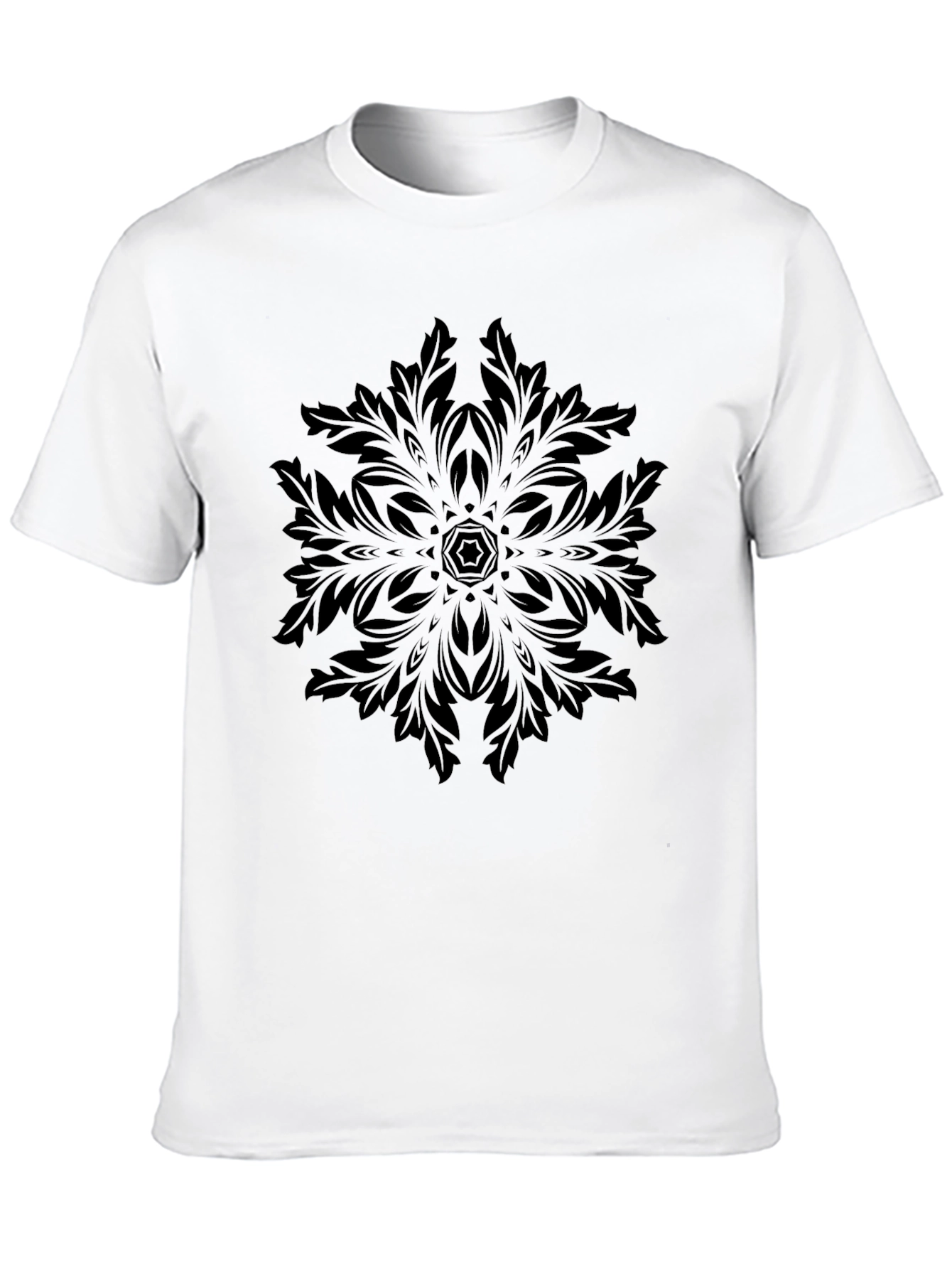 Black Elegant Black Mandala Graphic Tee - Soft Comfort Fit view 10