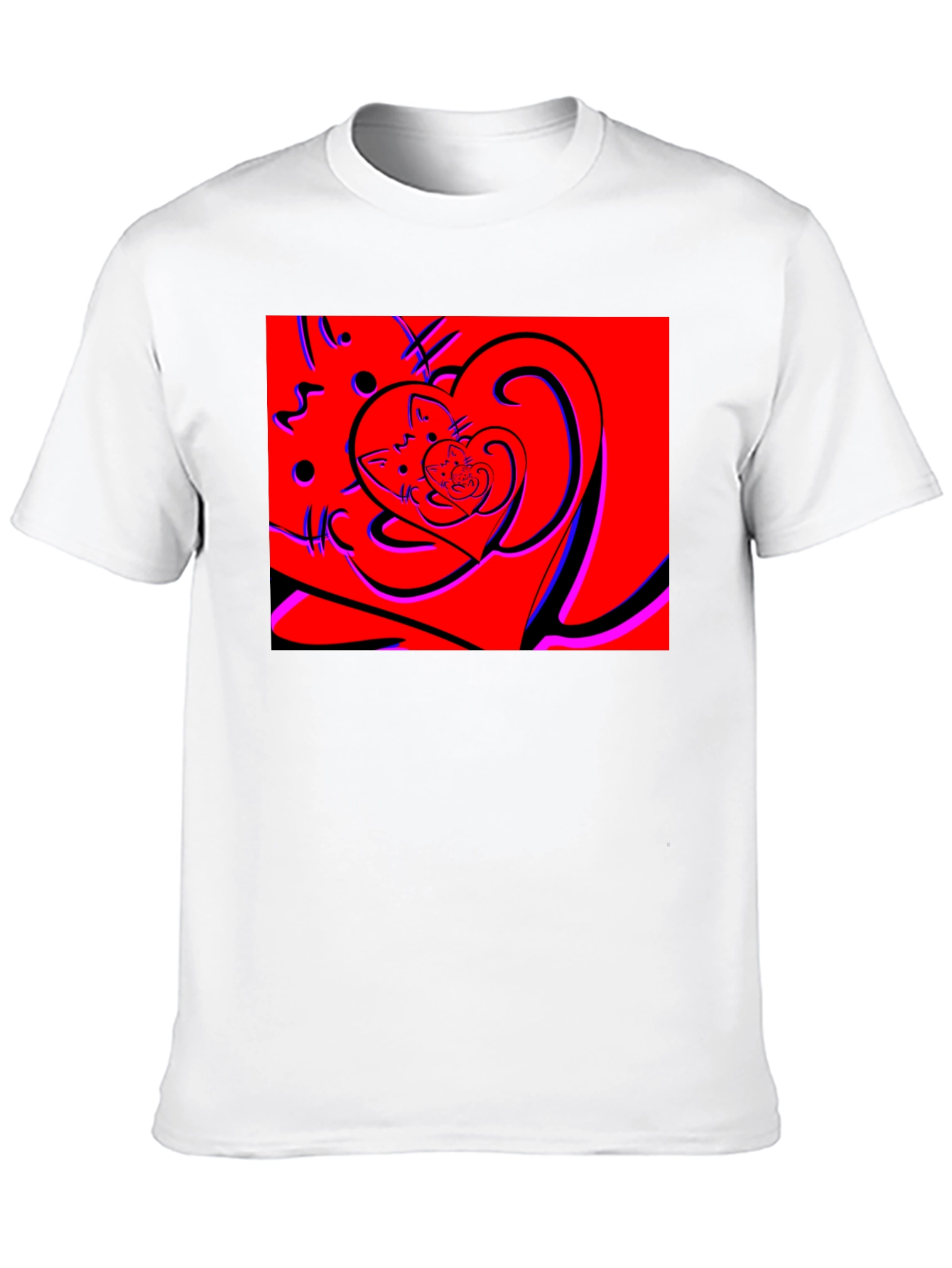 Black Red Cat Heart Graphic Tee - Black Cotton Blend view 10