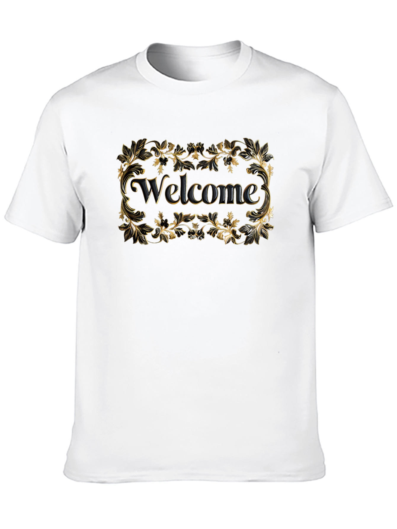 Black Welcome Black T-Shirt Gold Floral view 10