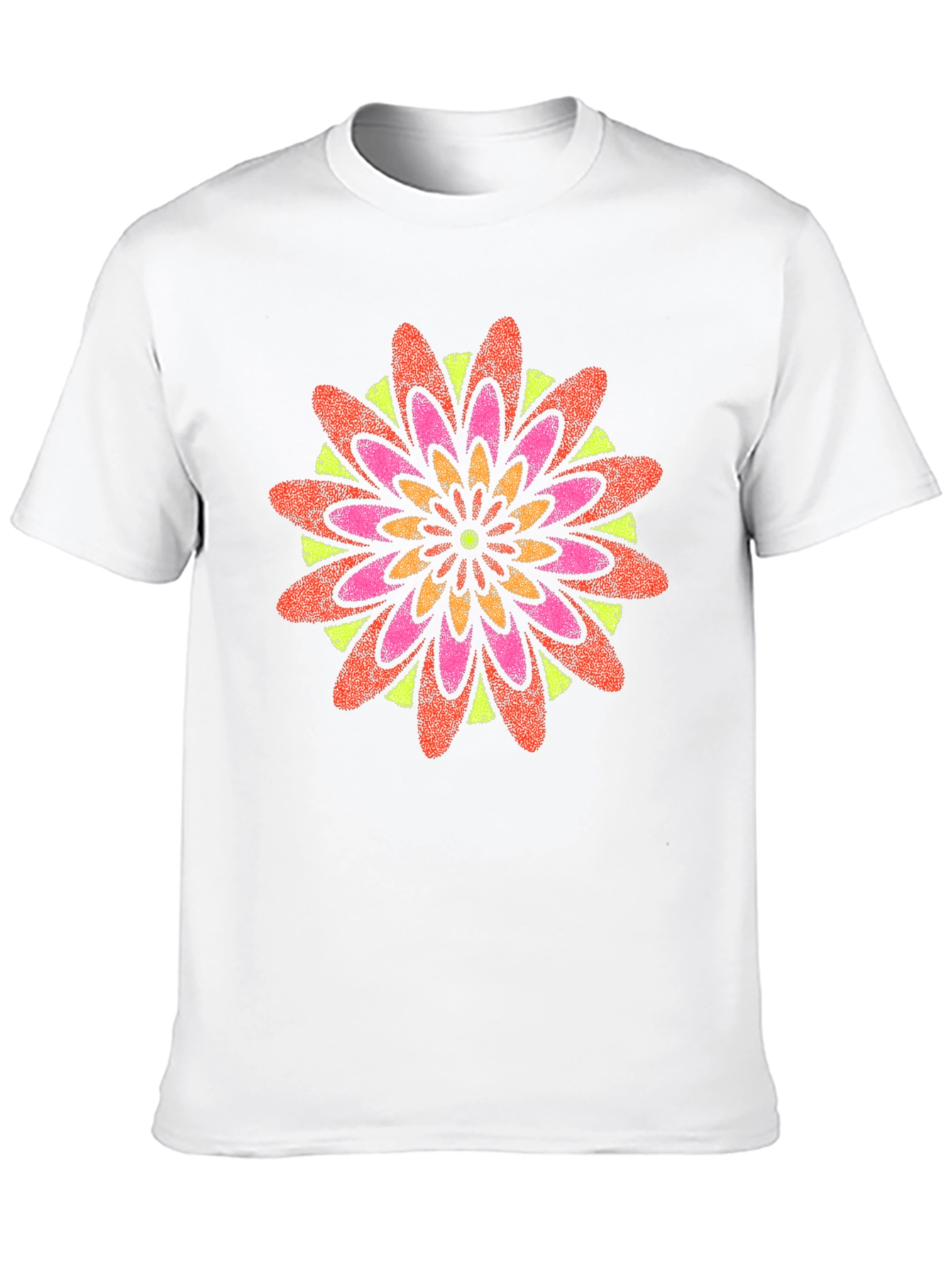 Black Vibrant Floral Mandala Black T-Shirt view 10