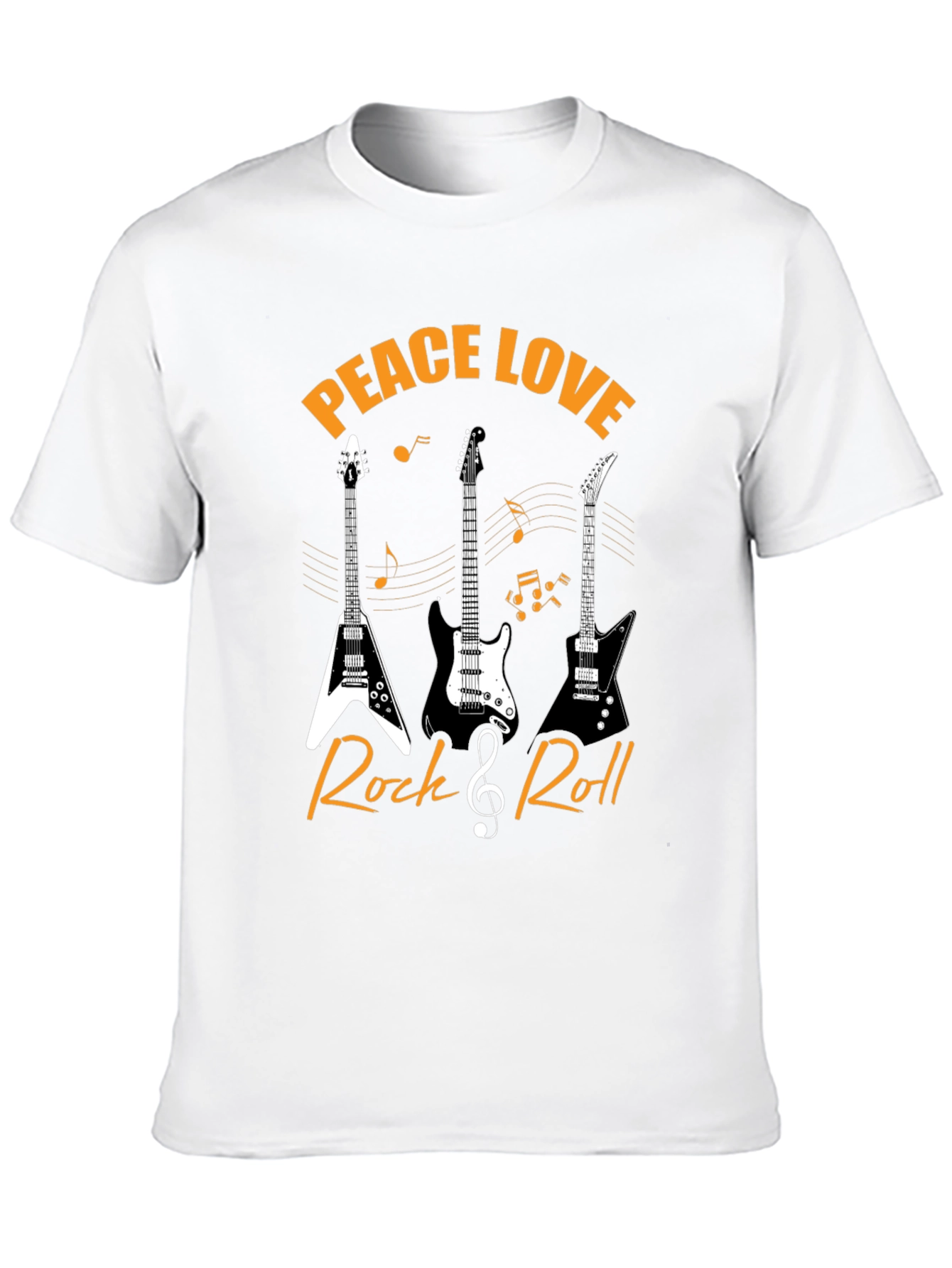 Black Peace Love Rock & Roll Guitar T-Shirt view 10