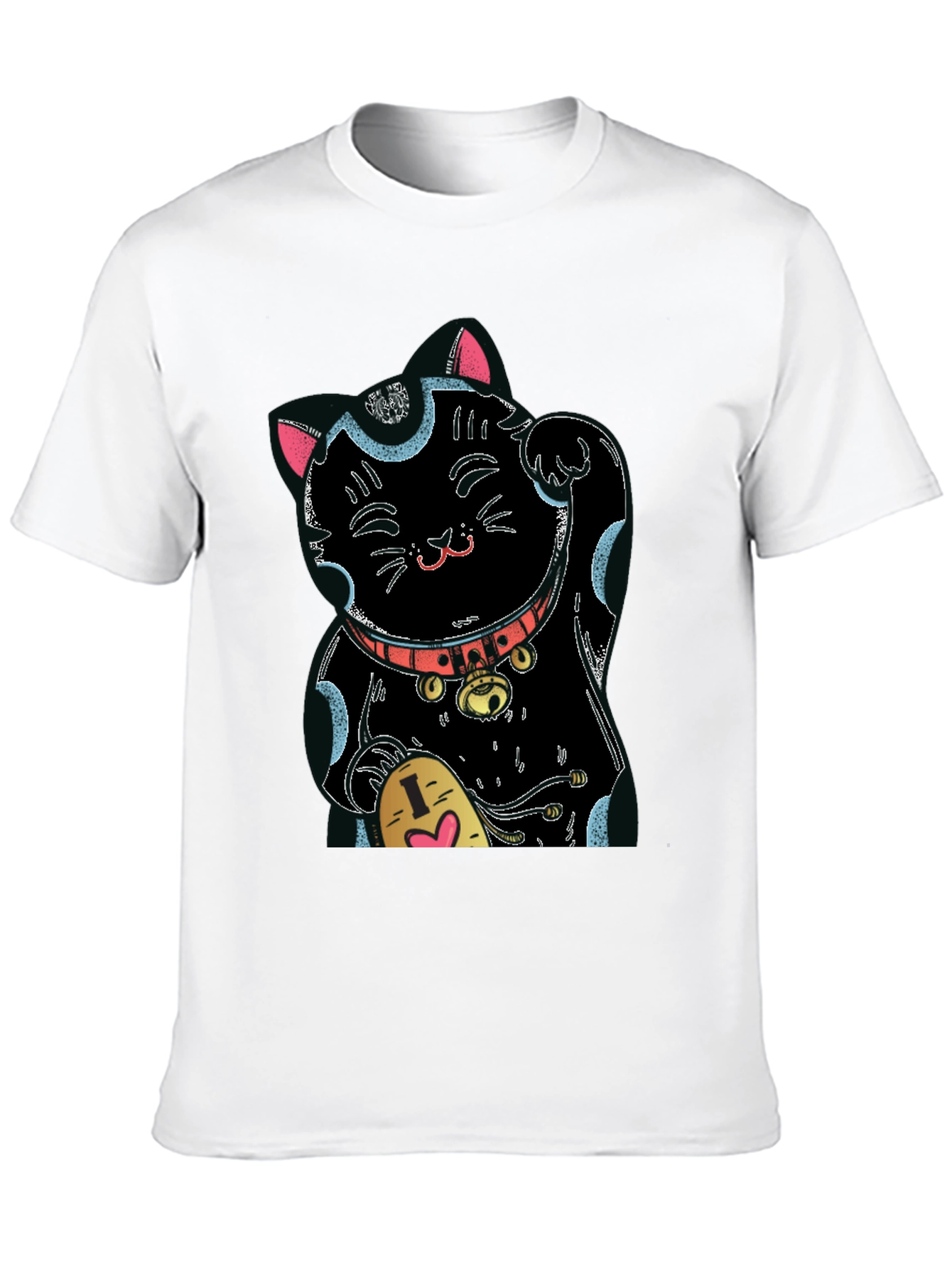 Black Lucky Cat Graphic Tee - Black Cotton Blend view 10