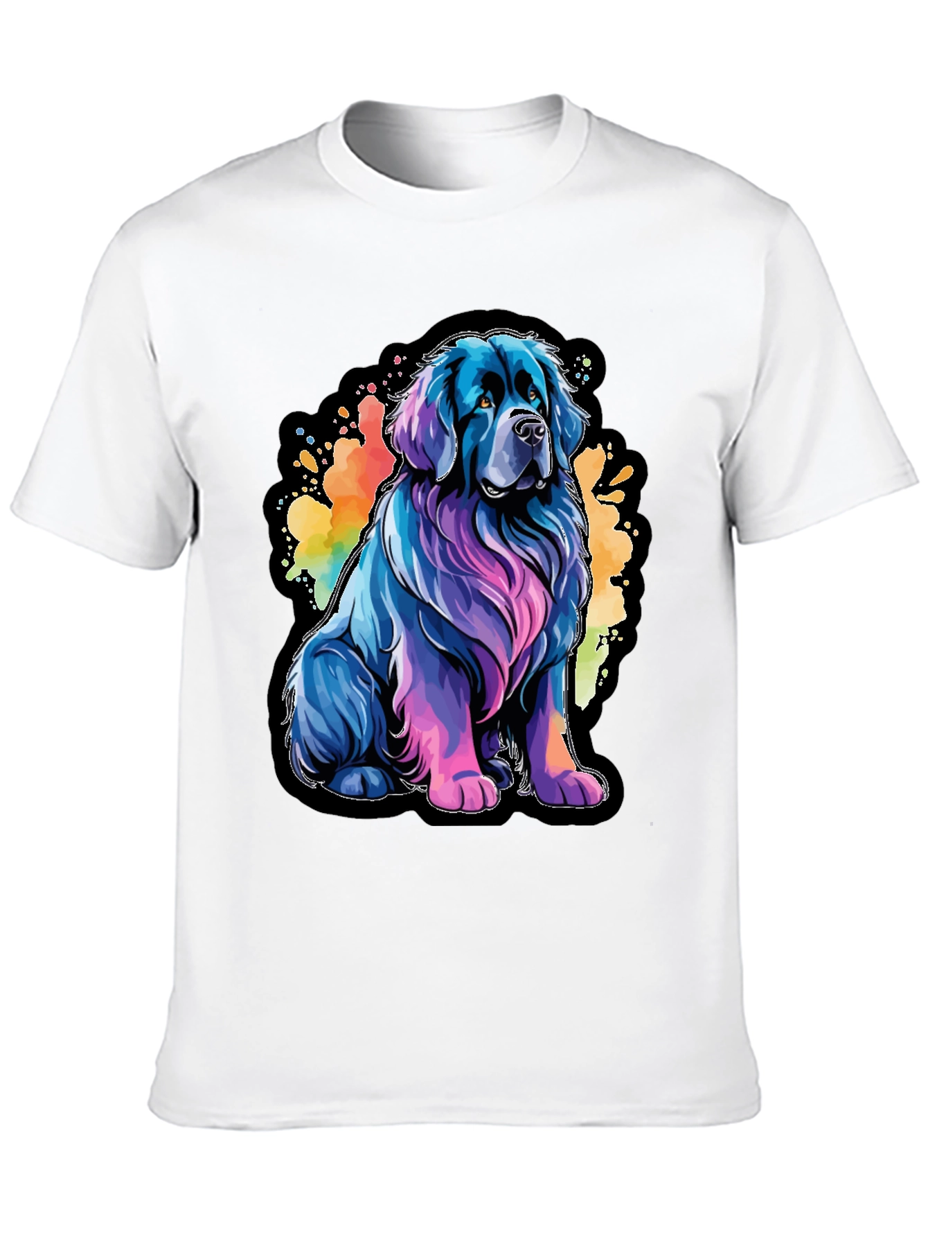 Black Colorful Dog Graphic Tee - Soft Cotton Blend view 10