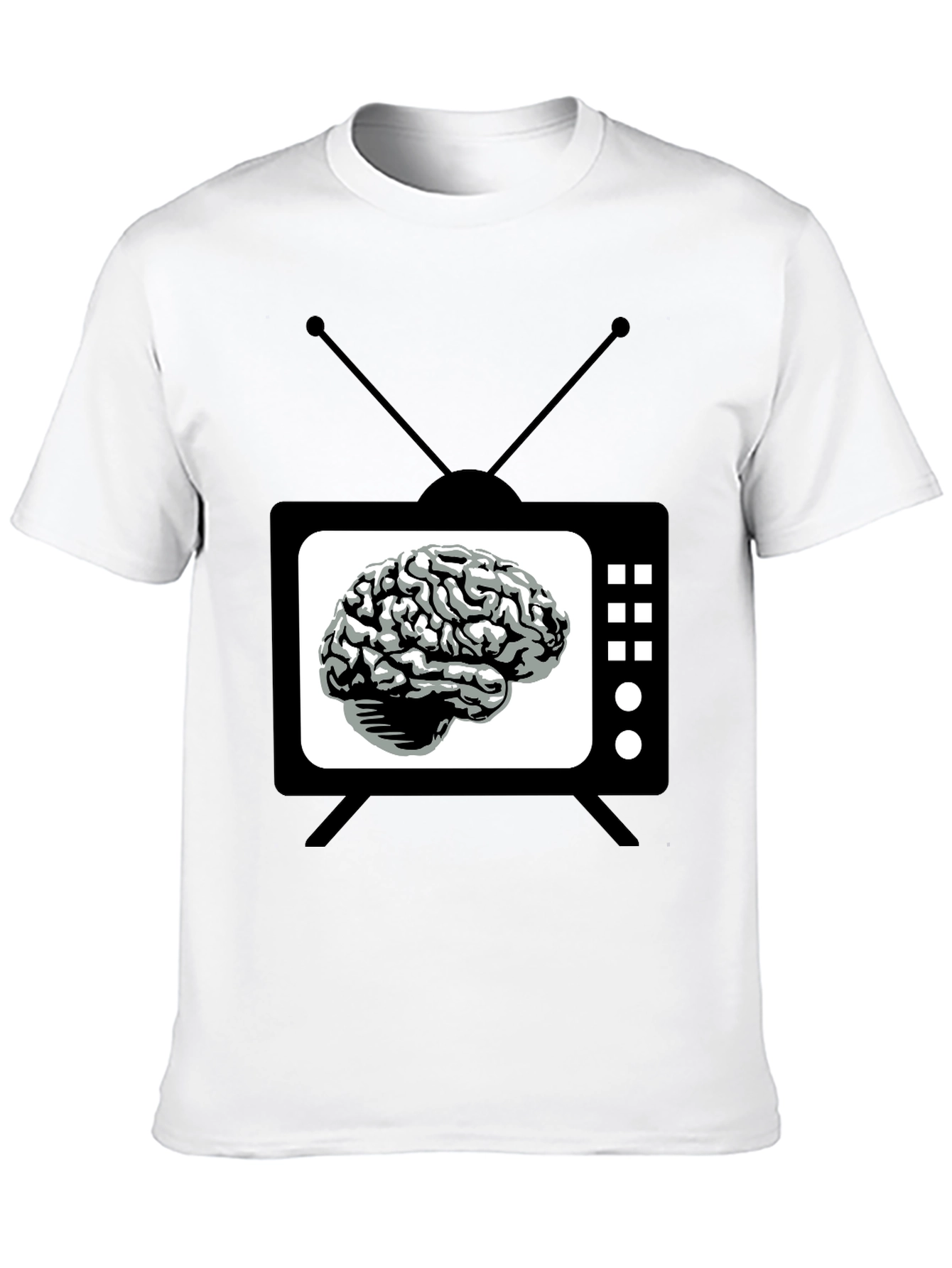 Brain TV Graphic Tee - Black Novelty T-Shirt - 10