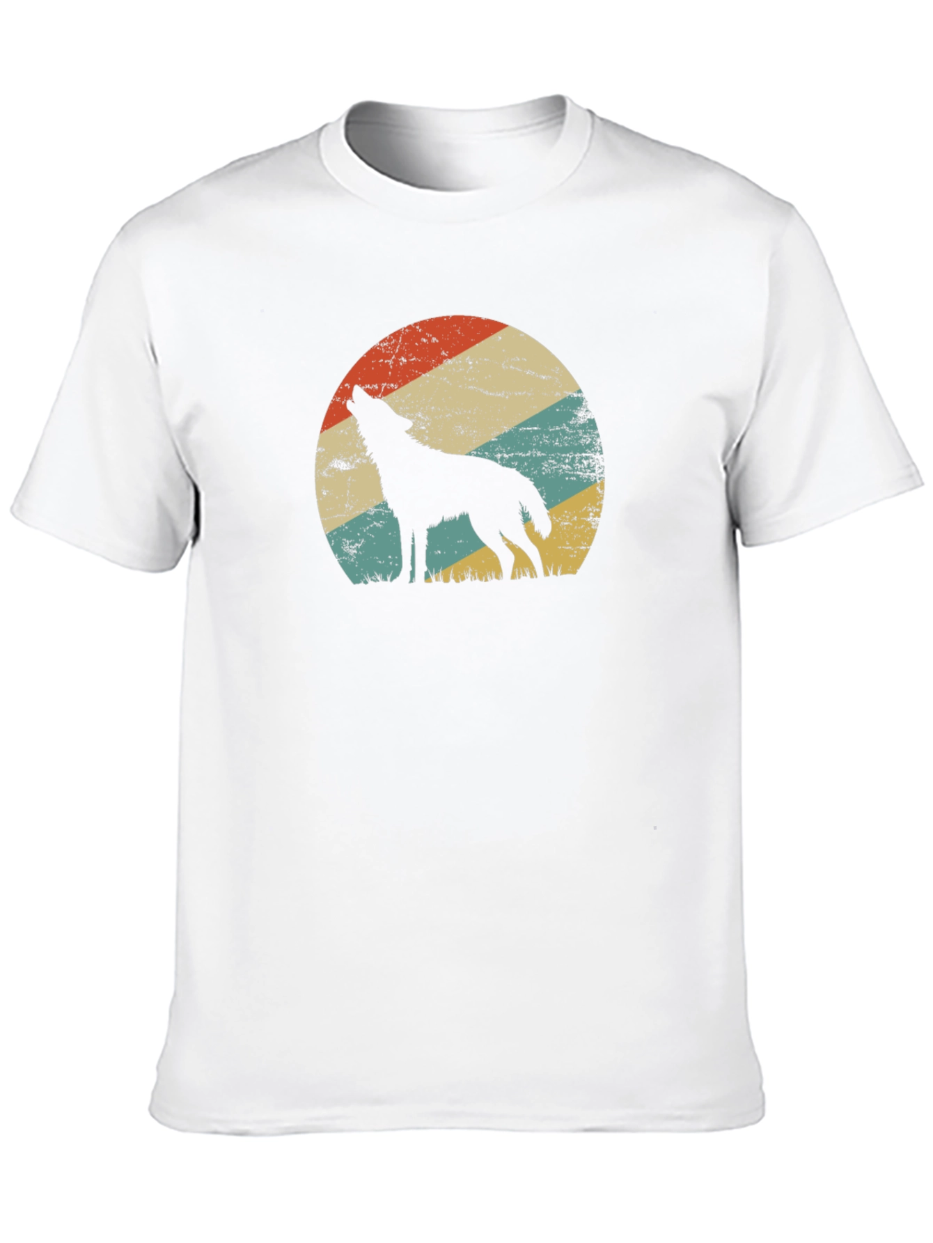 Black Wolf Silhouette Retro Sunset Black T-Shirt view 10