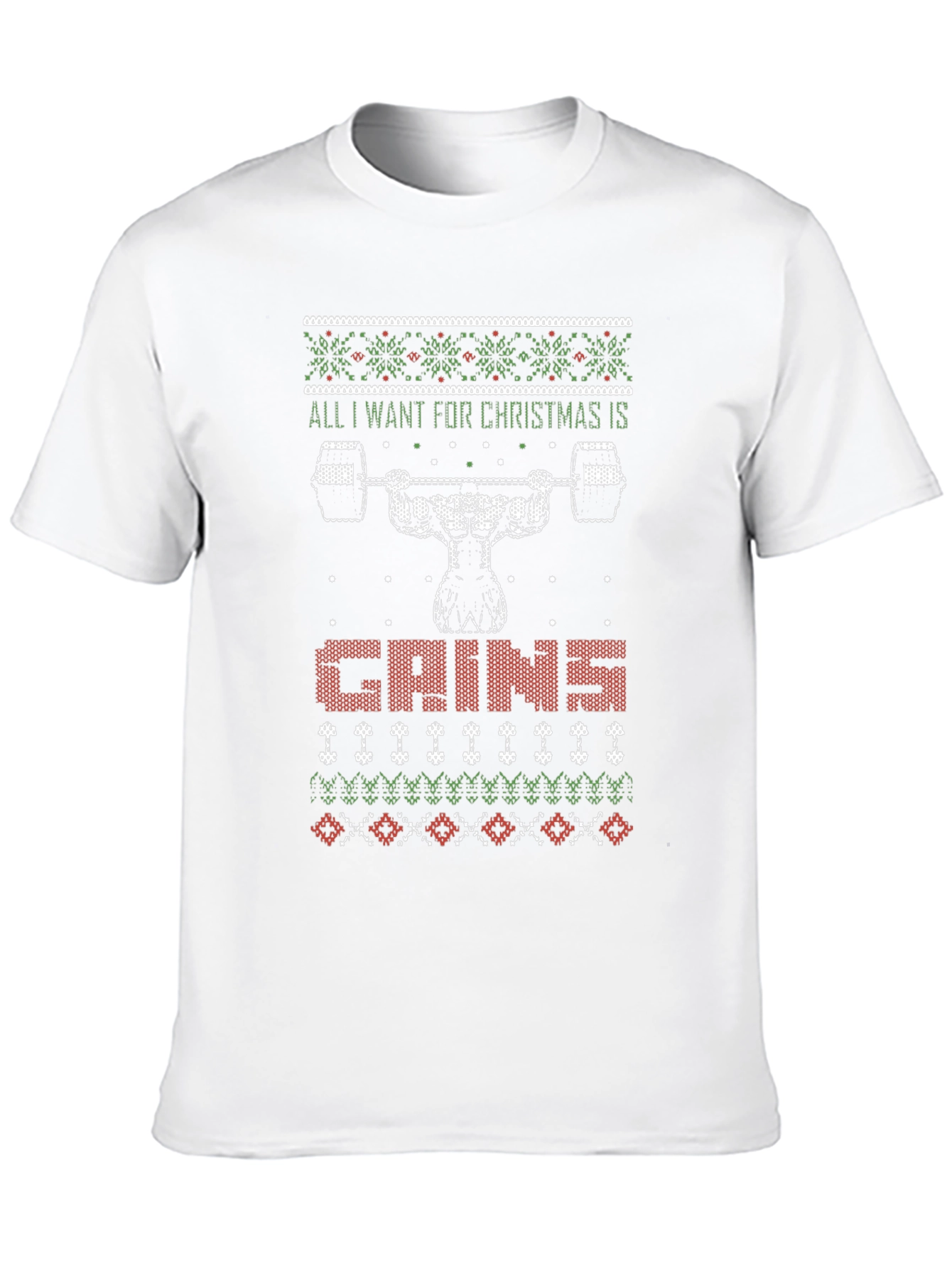 Funny Christmas Gym Gains T-Shirt - 10