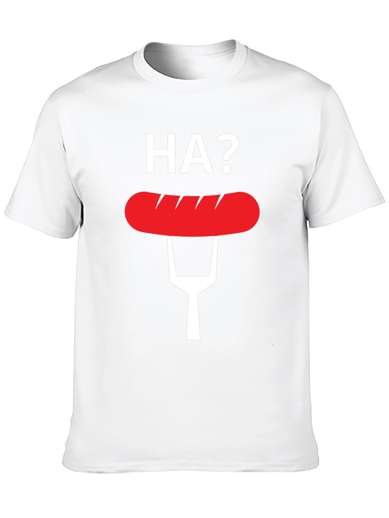 Black Funny "HA?" Hot Dog T-Shirt view 10