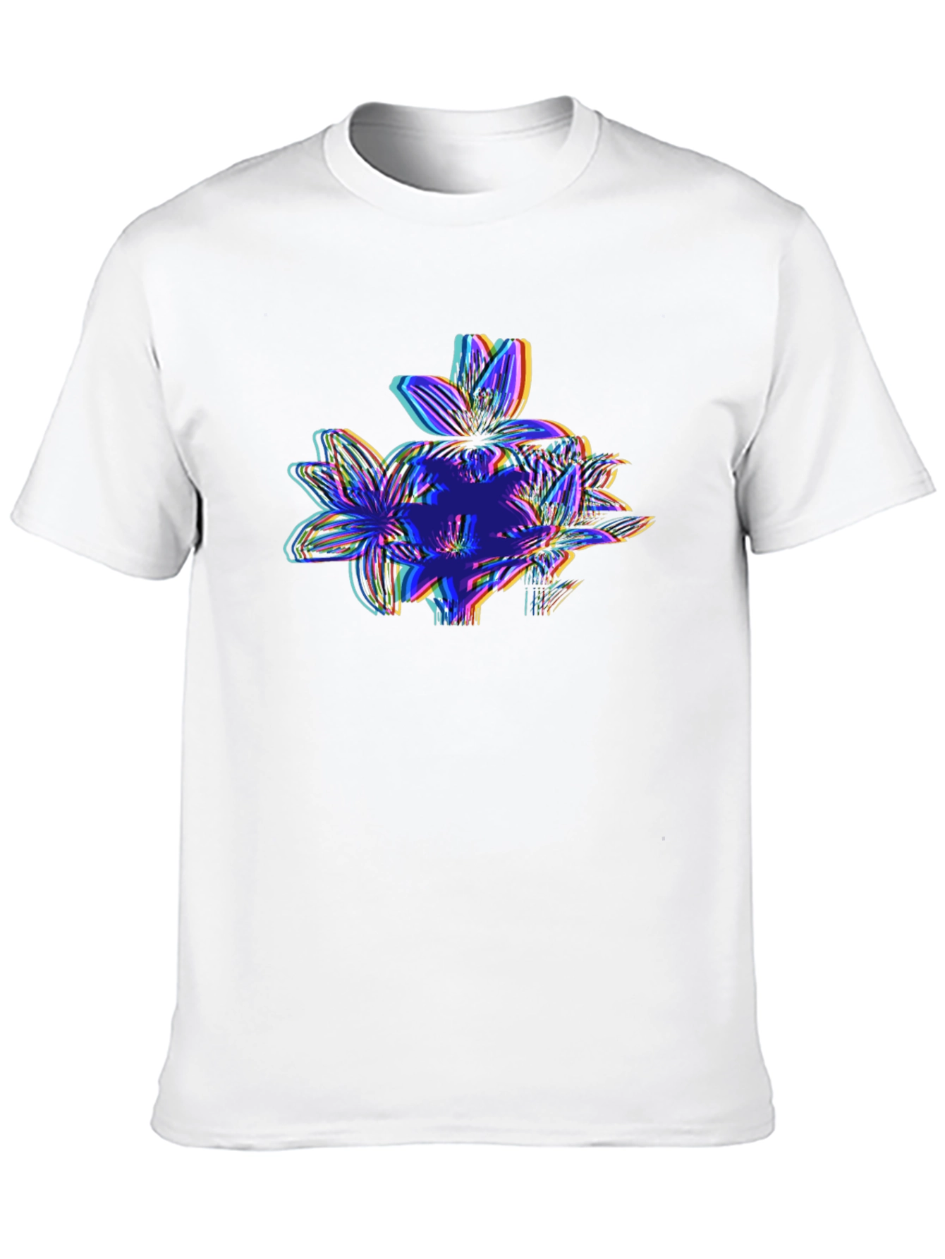 Black Vaporwave Floral Glitch Graphic Tee - Black view 10