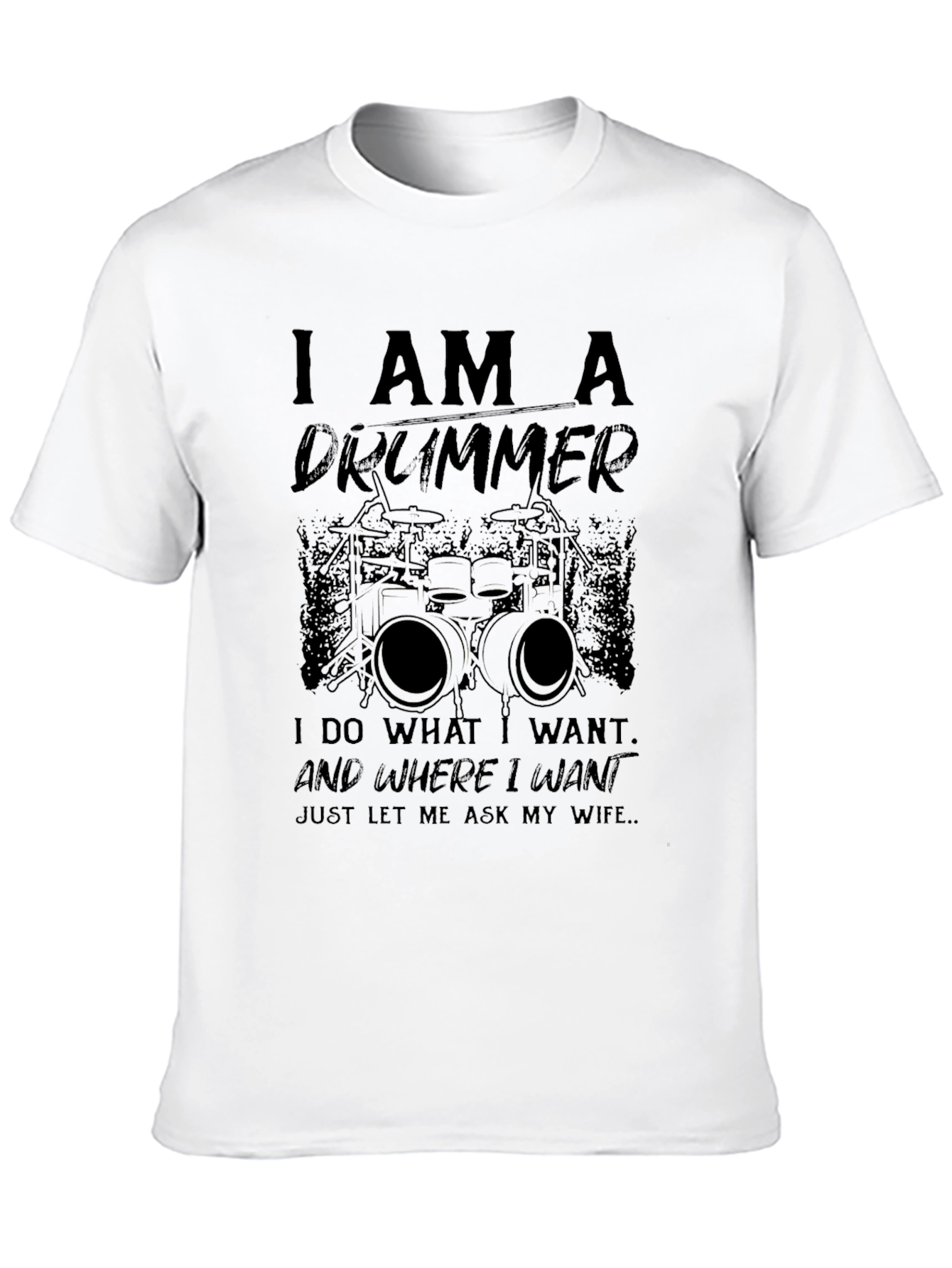 Black I AM A DRUMMER Graphic T-Shirt view 10