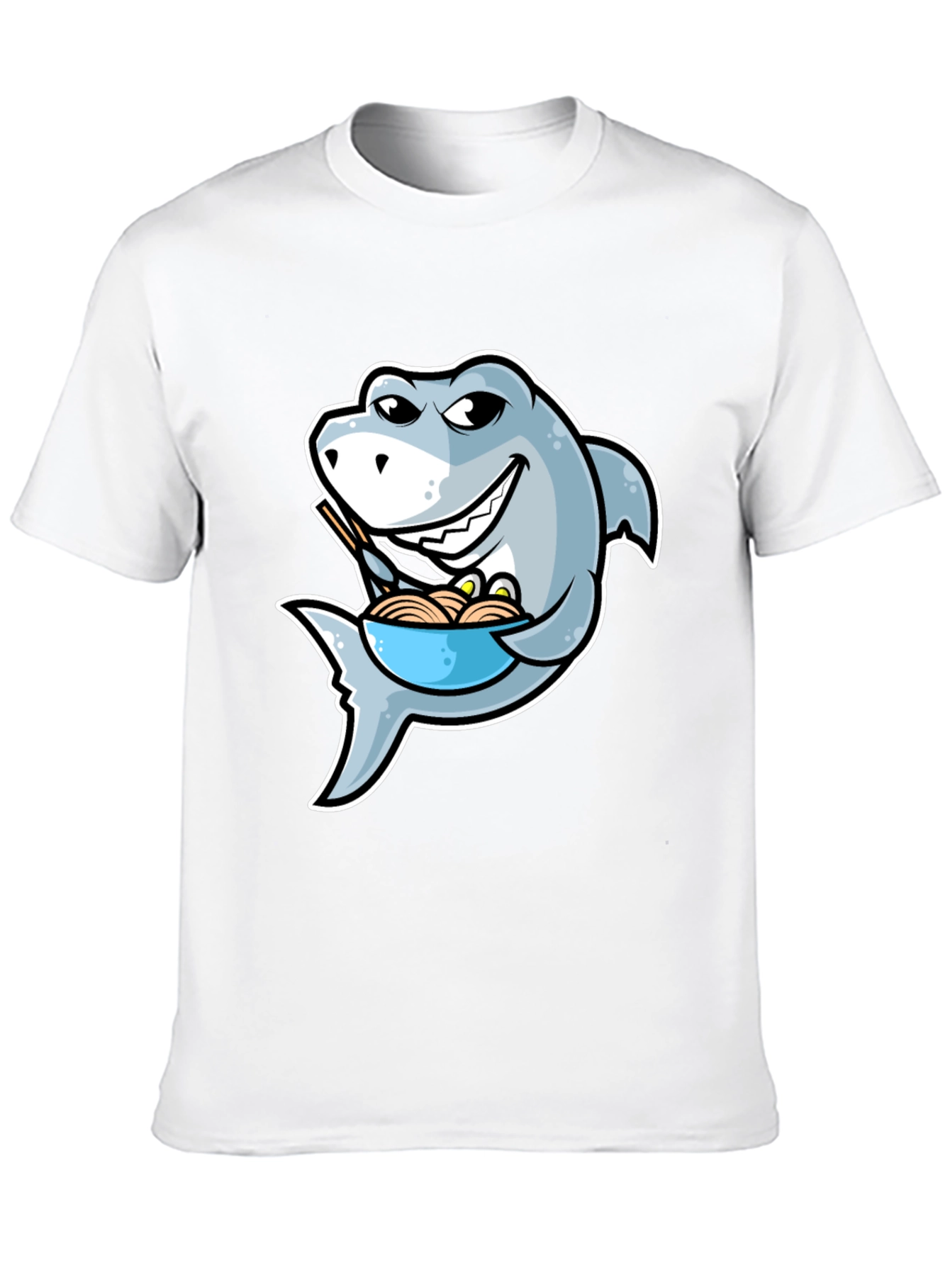 Black Shark Ramen T-Shirt - Funny Cartoon Graphic Tee view 10