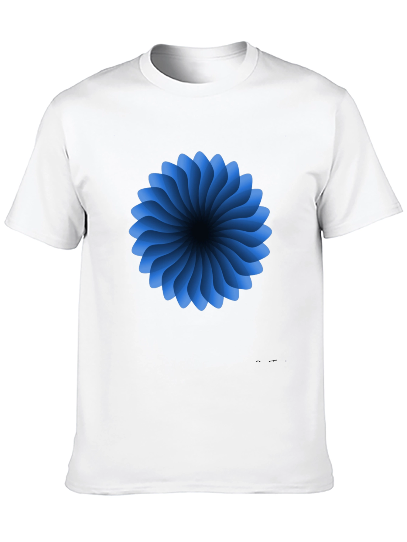 Black Abstract Blue Flower Graphic Black T-Shirt view 10