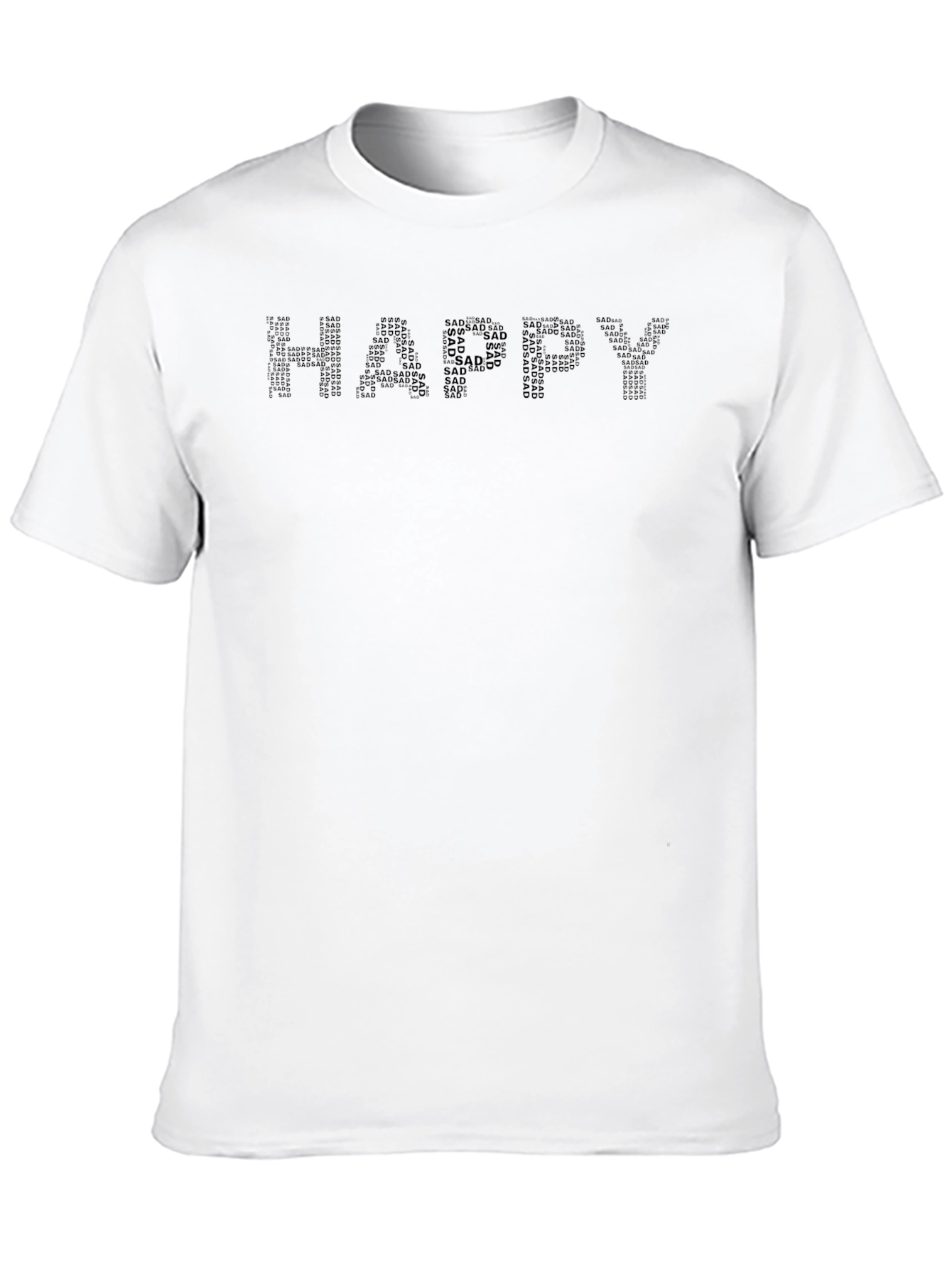 Black Happy/Sad Word Art Men's Black T-Shirt view 10