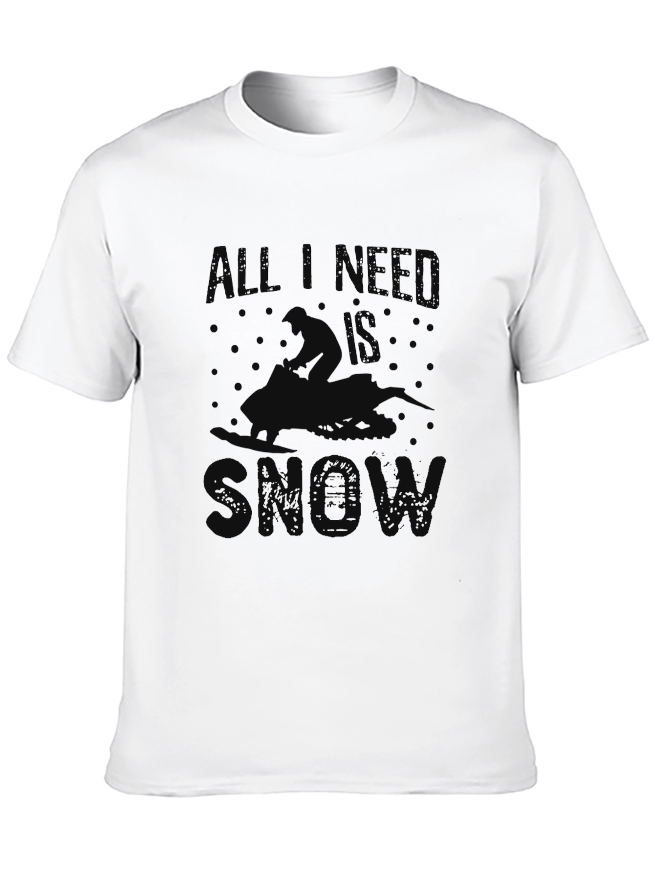 Black All I Need is Snow Black Graphic T-Shirt view 10