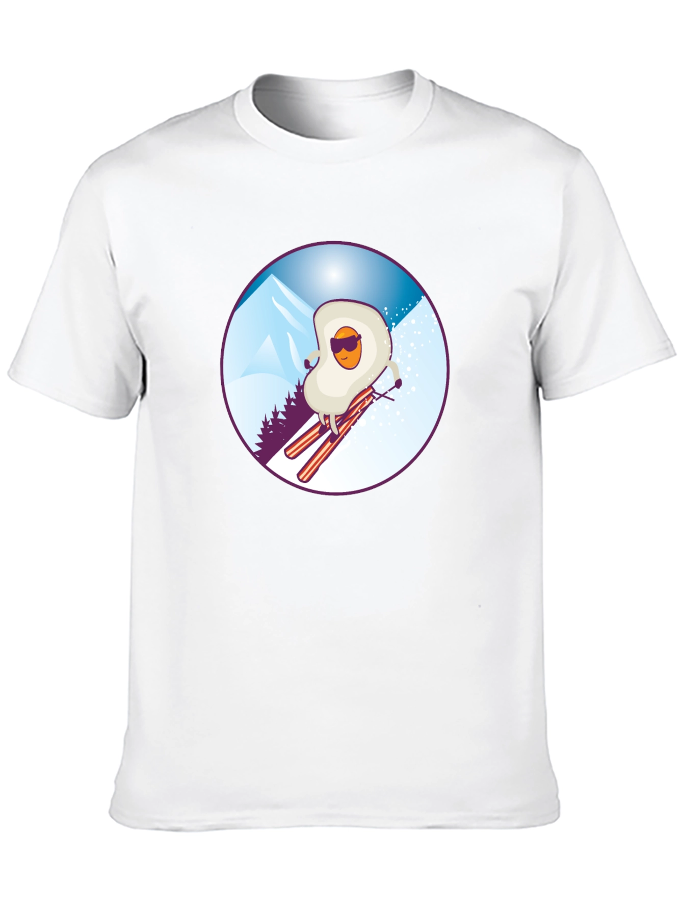 Black Funny Skiing Egg T-Shirt - Black view 10