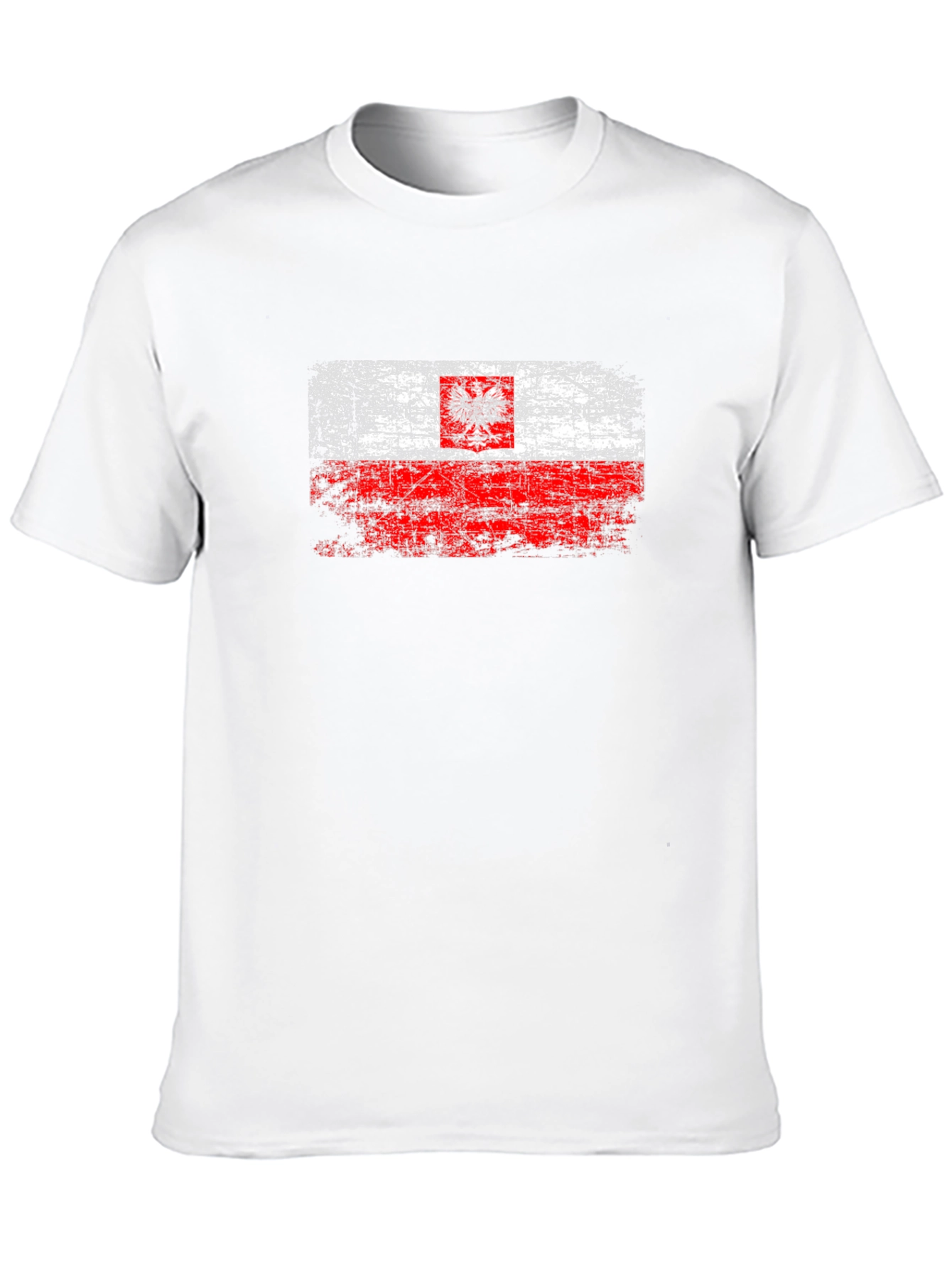 Distressed Poland Flag Graphic T-Shirt - Black - 10