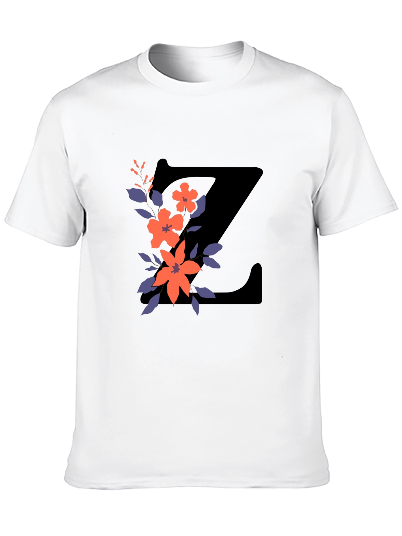 Black Floral Letter Z Black T-Shirt view 10