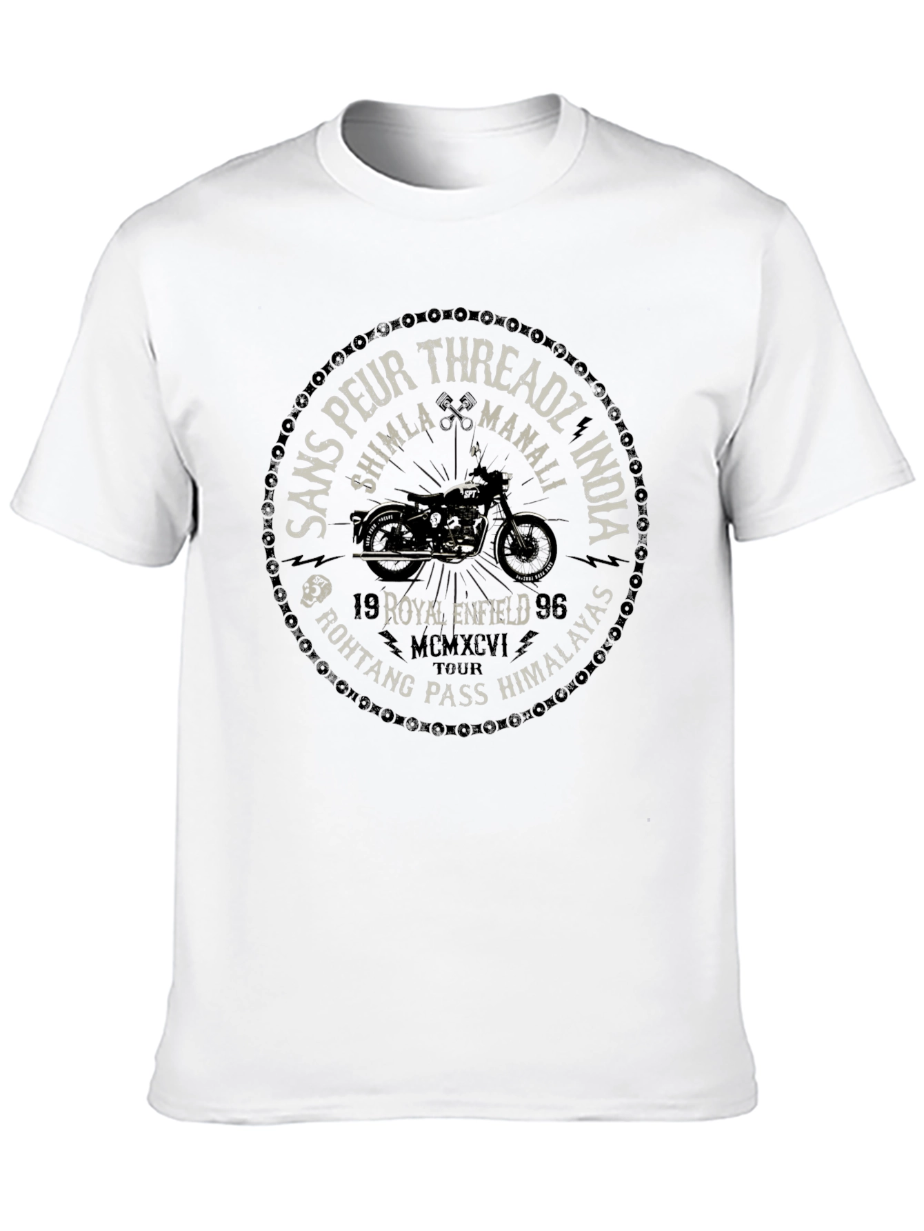 Black Sans Peur Threadz Royal Enfield Motorcycle T-Shirt view 10