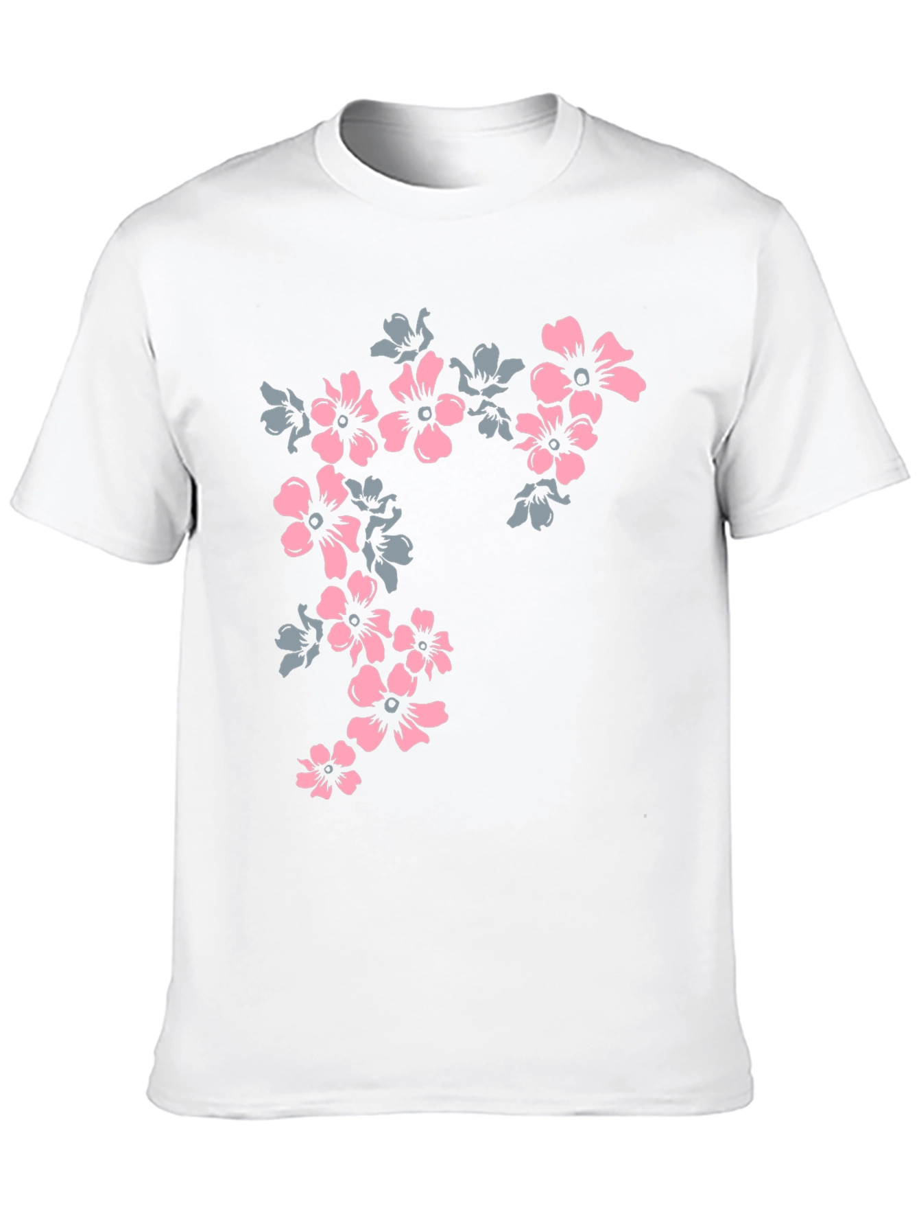 Black Floral Print Tee - Black Casual T-Shirt view 10