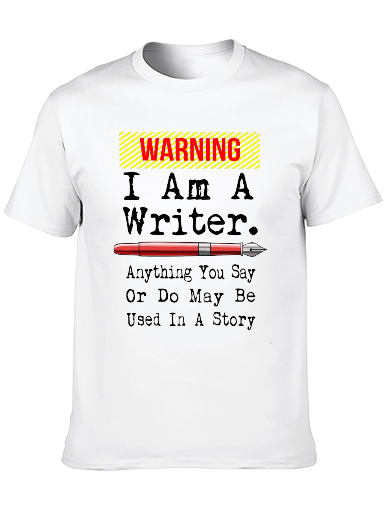 Black Warning I Am A Writer Novelty Graphic T-Shirt view 10