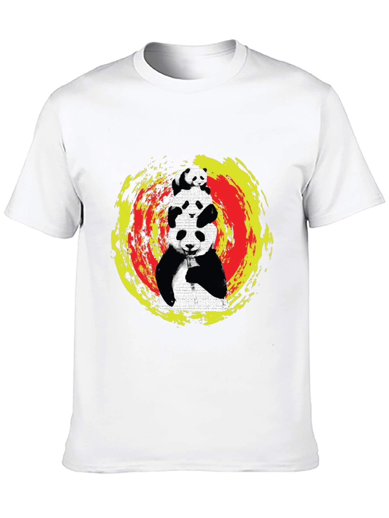 Black Stacked Panda Graphic Tee - Black Cotton Blend view 10