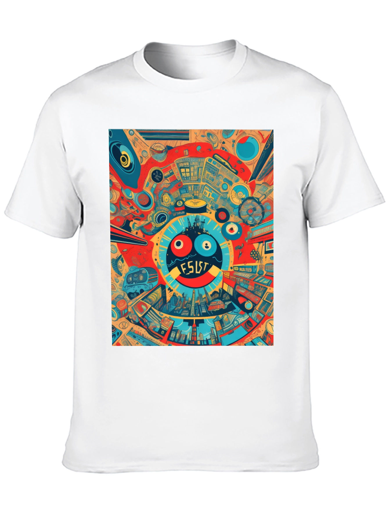 Black Abstract Graphic Print Crew Neck Tee view 10