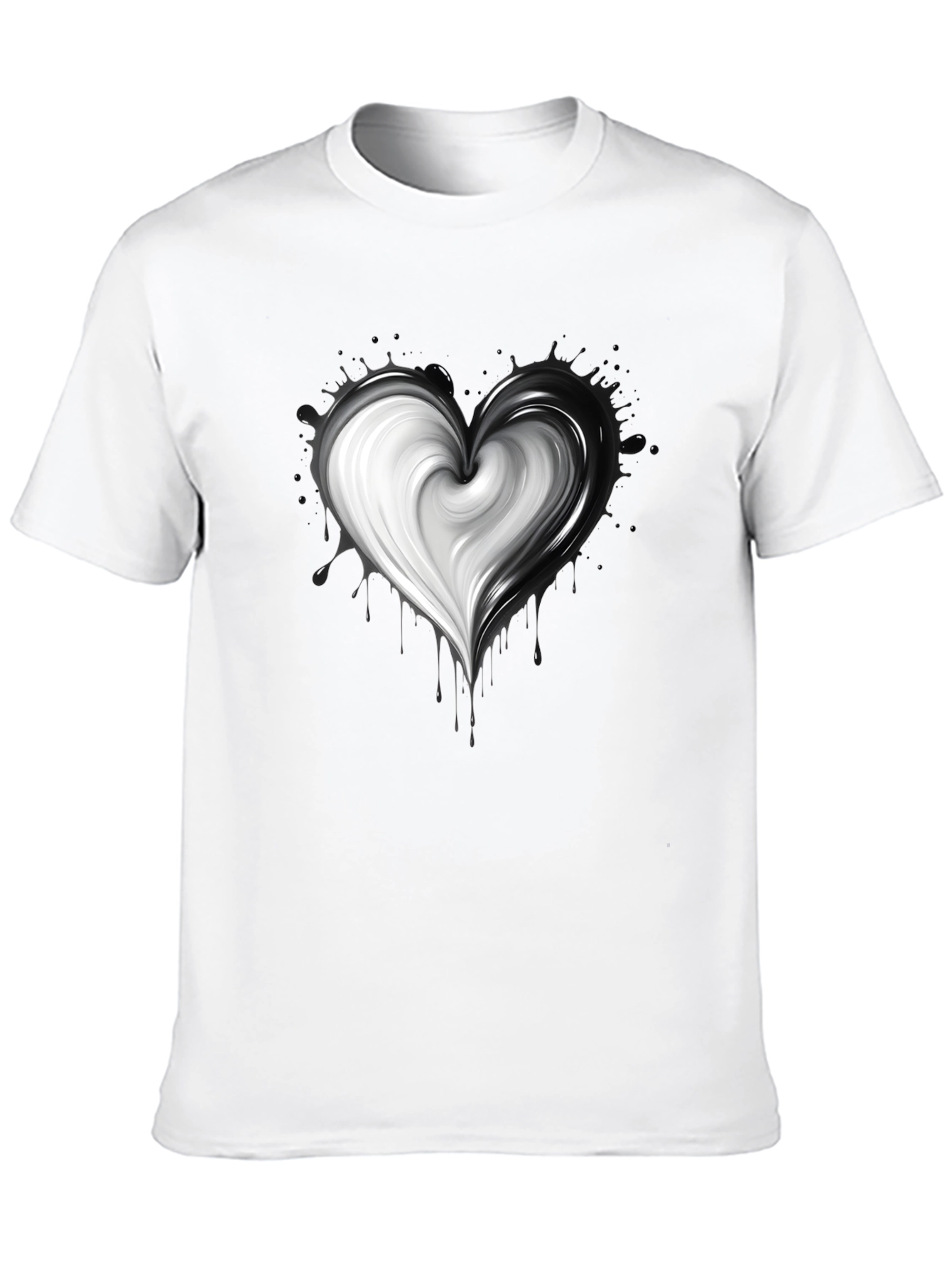Black Yin Yang Heart Graphic Tee - Unisex Soft Cotton view 10