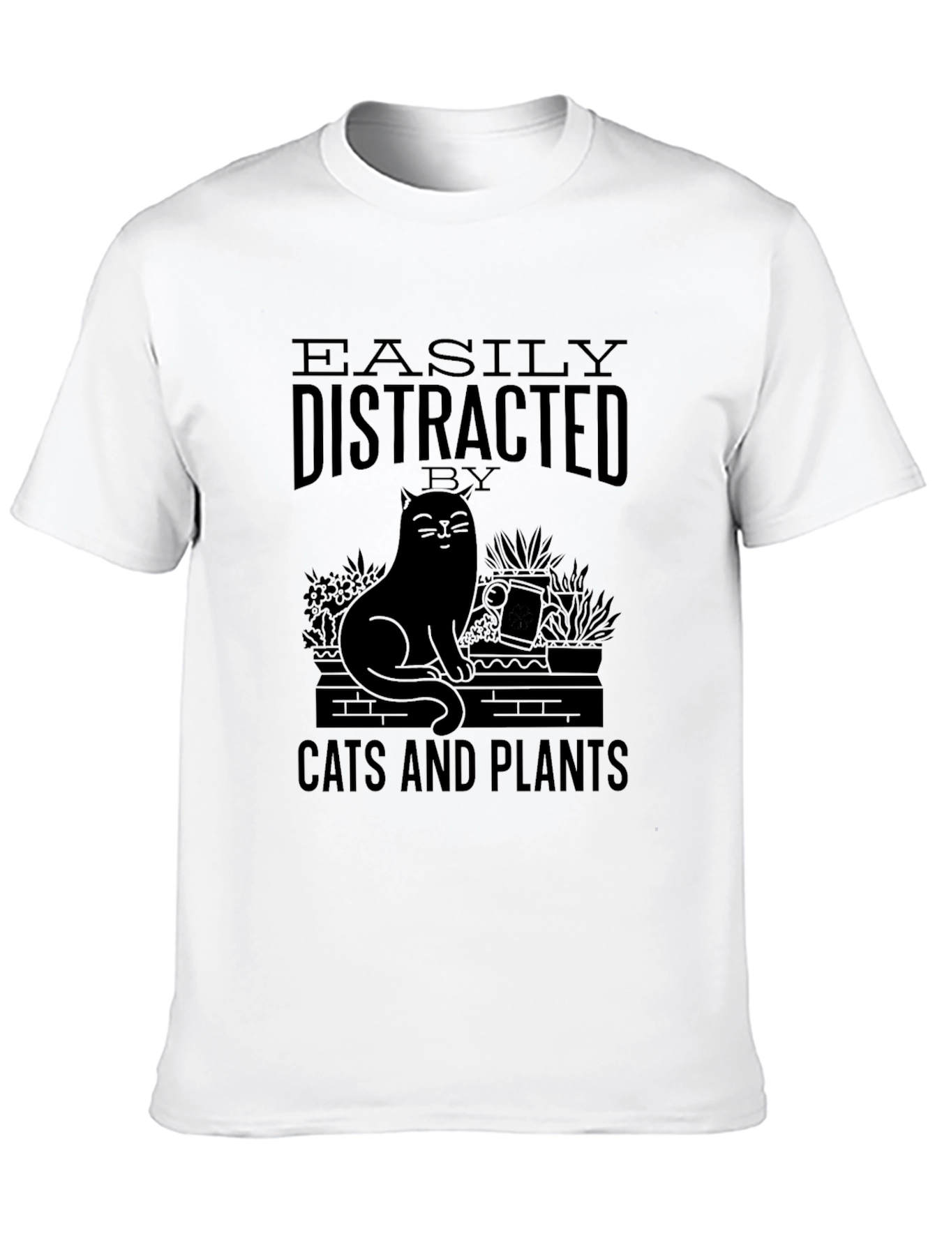 Black Easily Distracted by Cats and Plants Graphic T-Shirt view 10