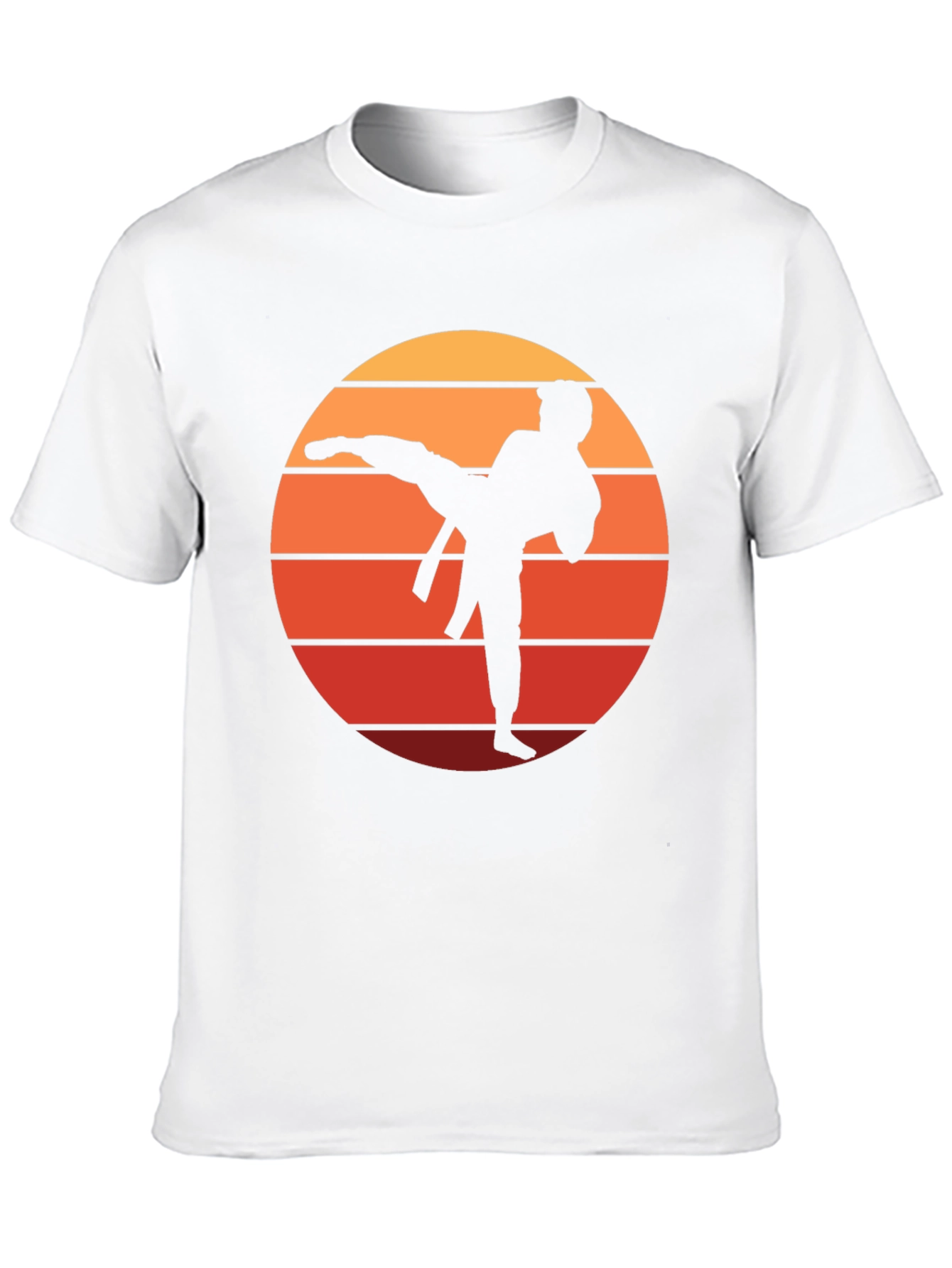 Black Karate Sunset Graphic Tee - Martial Arts Silhouette T-Shirt view 10