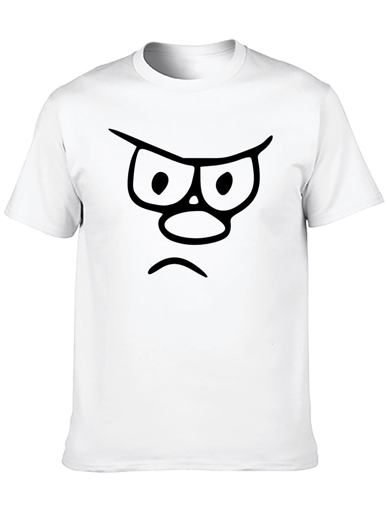 Black Grumpy Face Graphic T-Shirt - Black Cotton Tee view 10