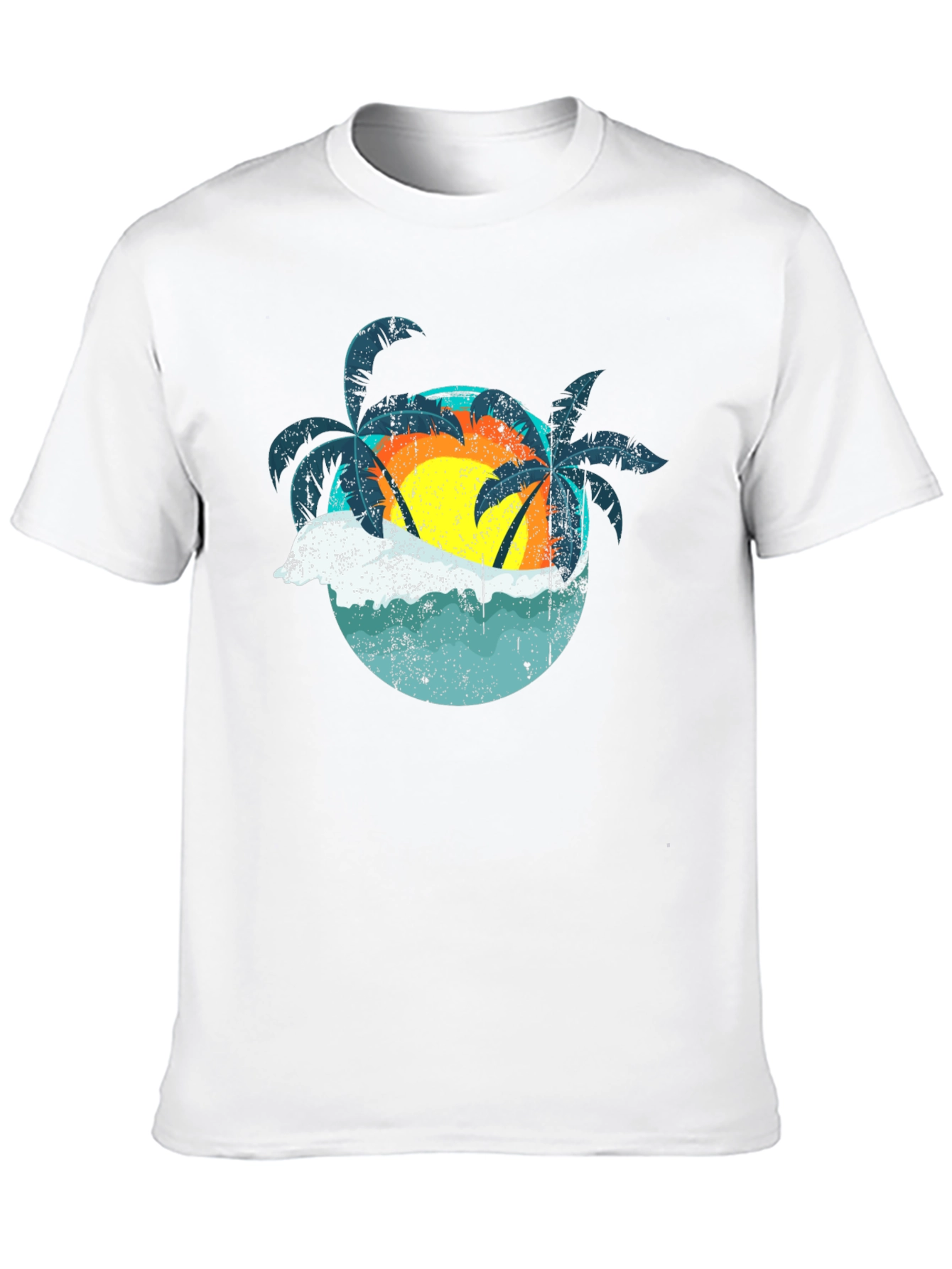 Black Retro Sunset Palms T-Shirt - Black view 10