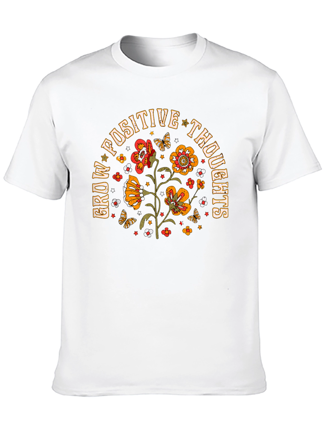 Black Grow Positive Thoughts Graphic Tee view 10