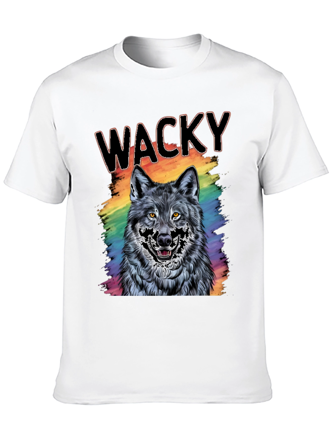Black Wacky Wolf Graphic Tee - Colorful Animal T-Shirt view 10