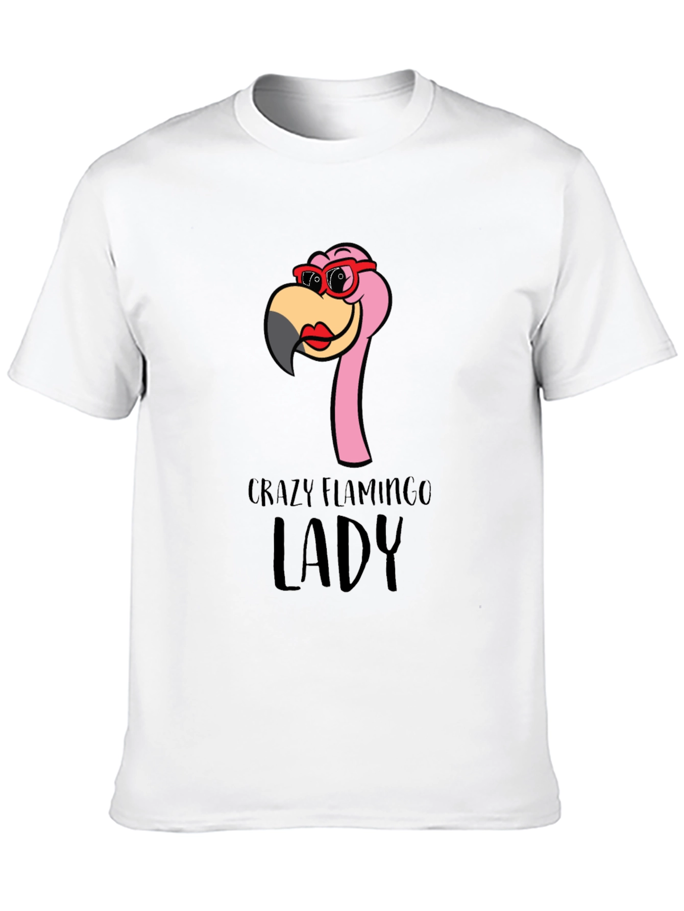 Black Crazy Flamingo Lady T-Shirt - Fun Novelty Tee view 10