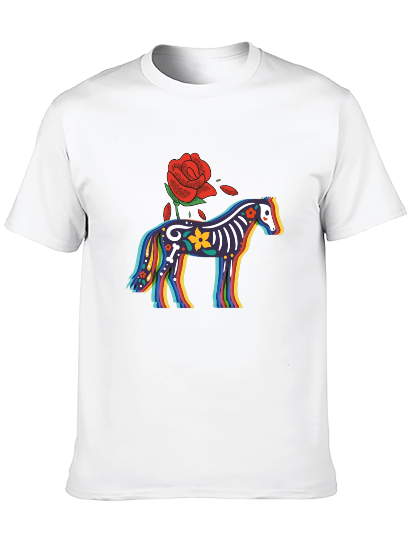 Black Colorful Calavera Horse Graphic Tee view 10