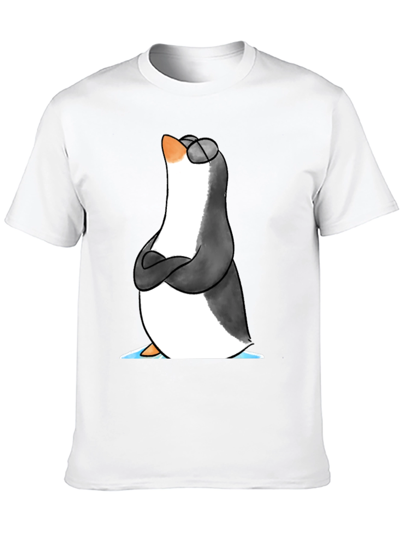 Black Cool Penguin Graphic Tee - Black Cotton T-Shirt view 10