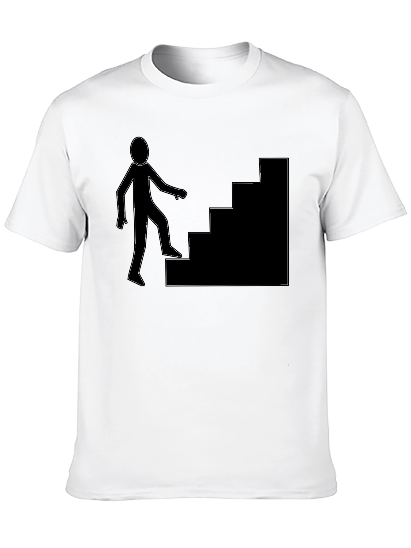 Black Men's Black T-Shirt with Stairs Graphic view 10